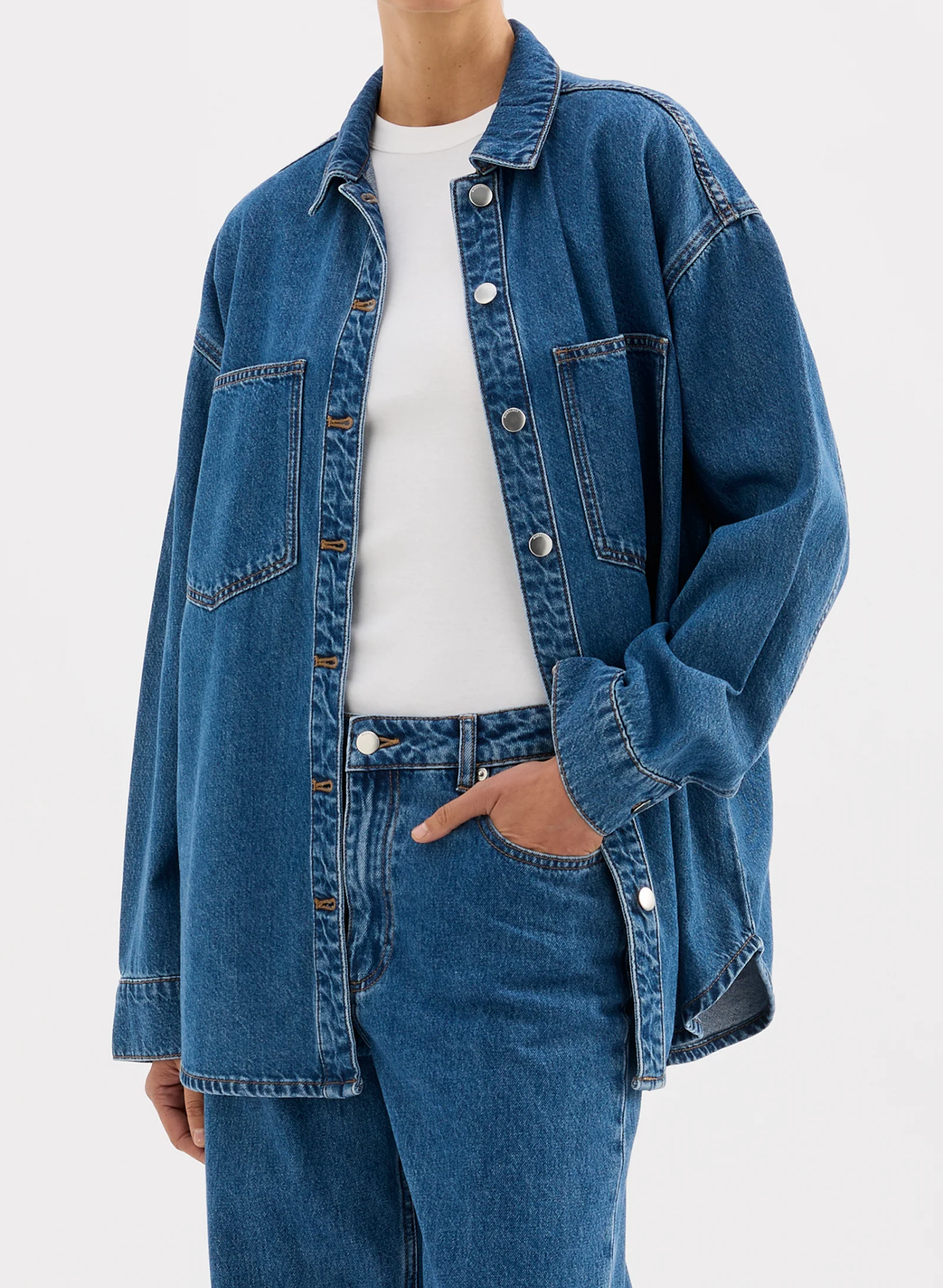 Organic Denim Overshirt - Royal Blue