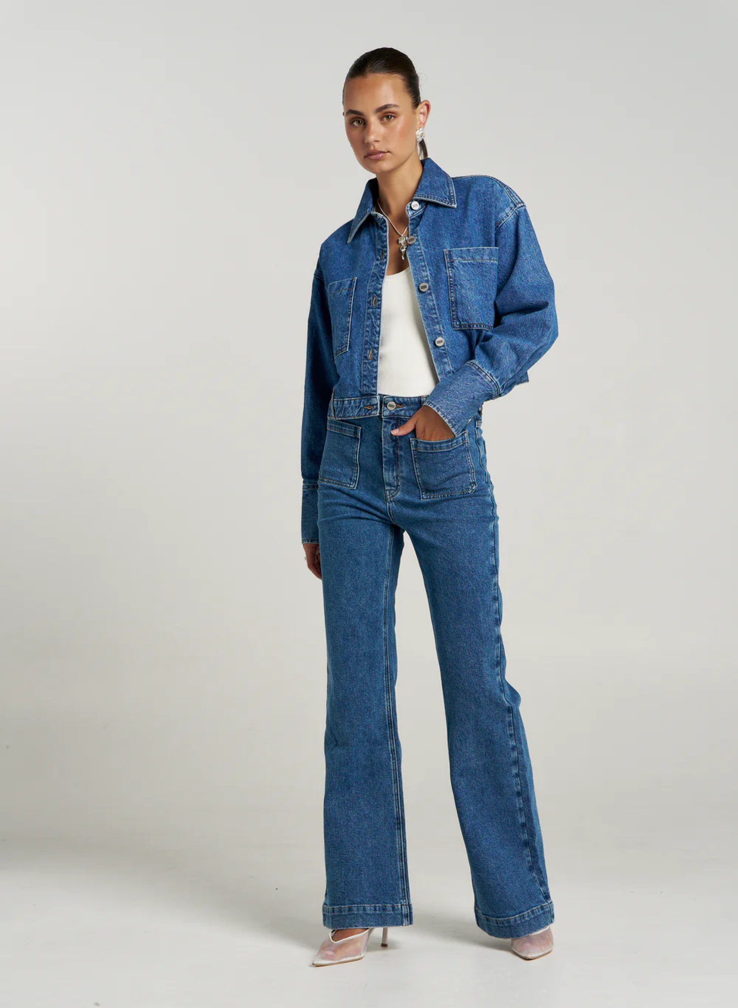 Soho Cropped Denim Jacket - Bleu