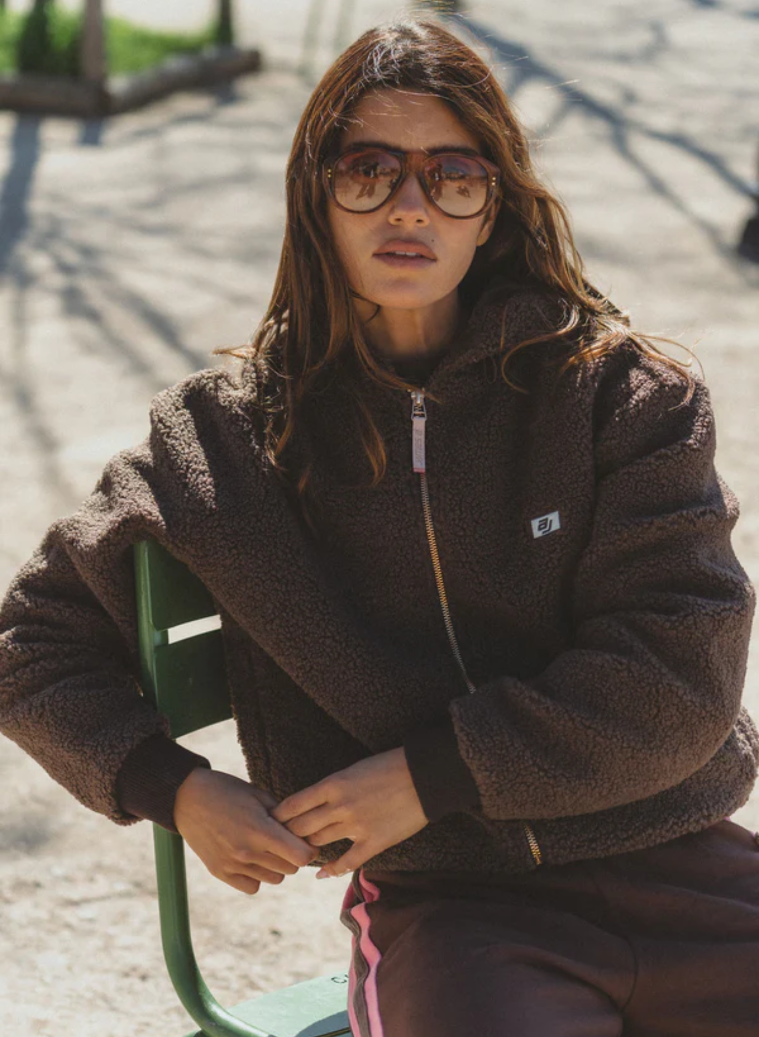 AJ Sherpa Hooded Jacket Dark Chocolate