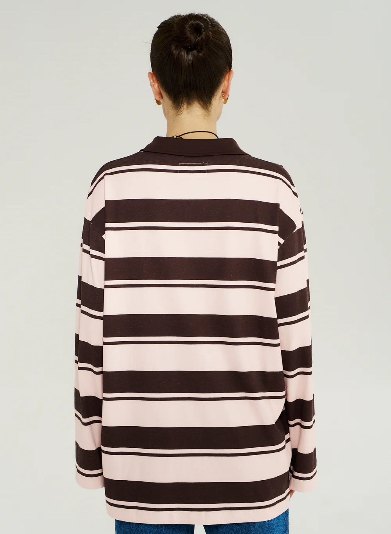LS Polo Stripe - Choc Rose Stripe