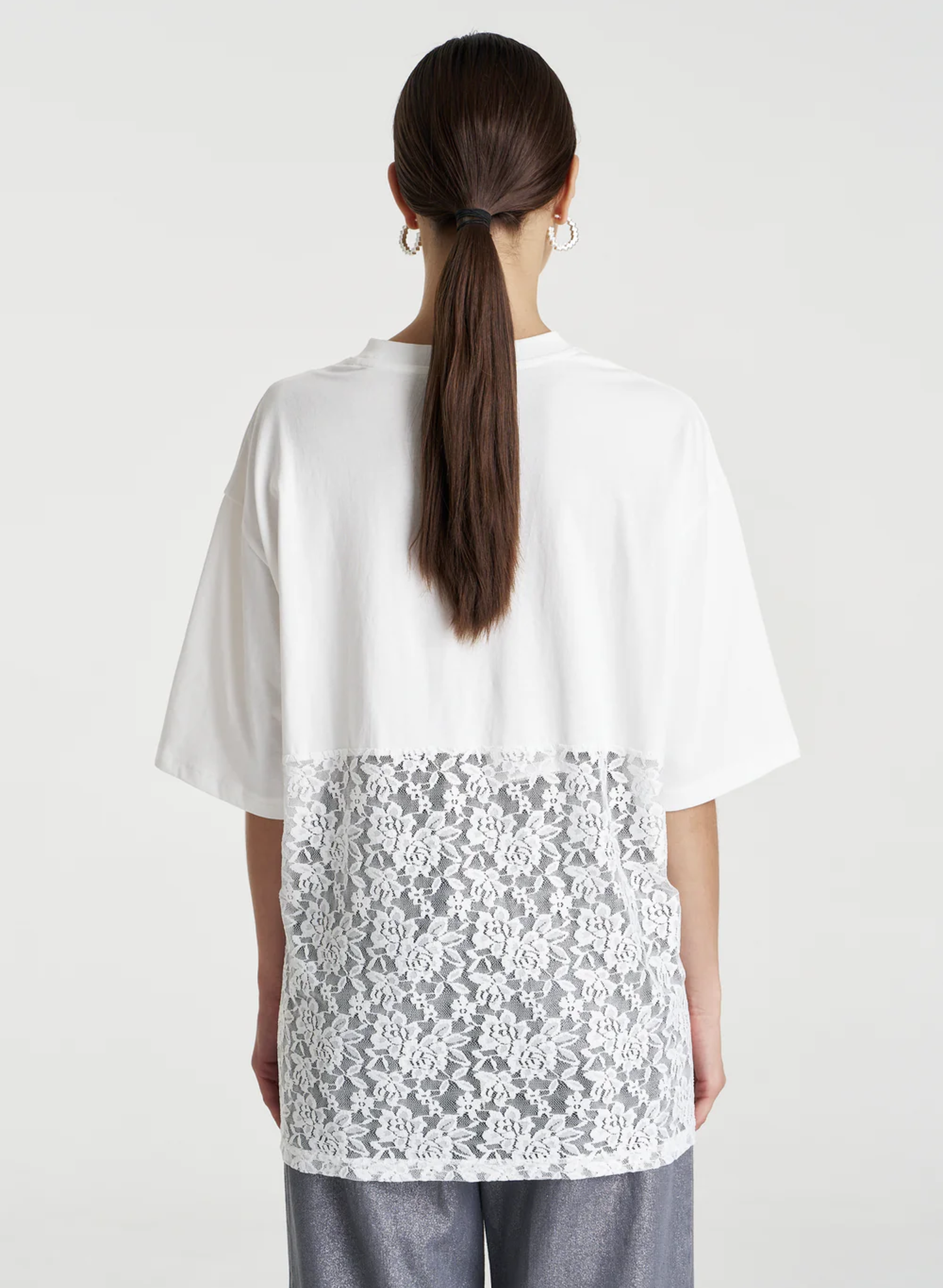 Lace Panel Tee - Lily White