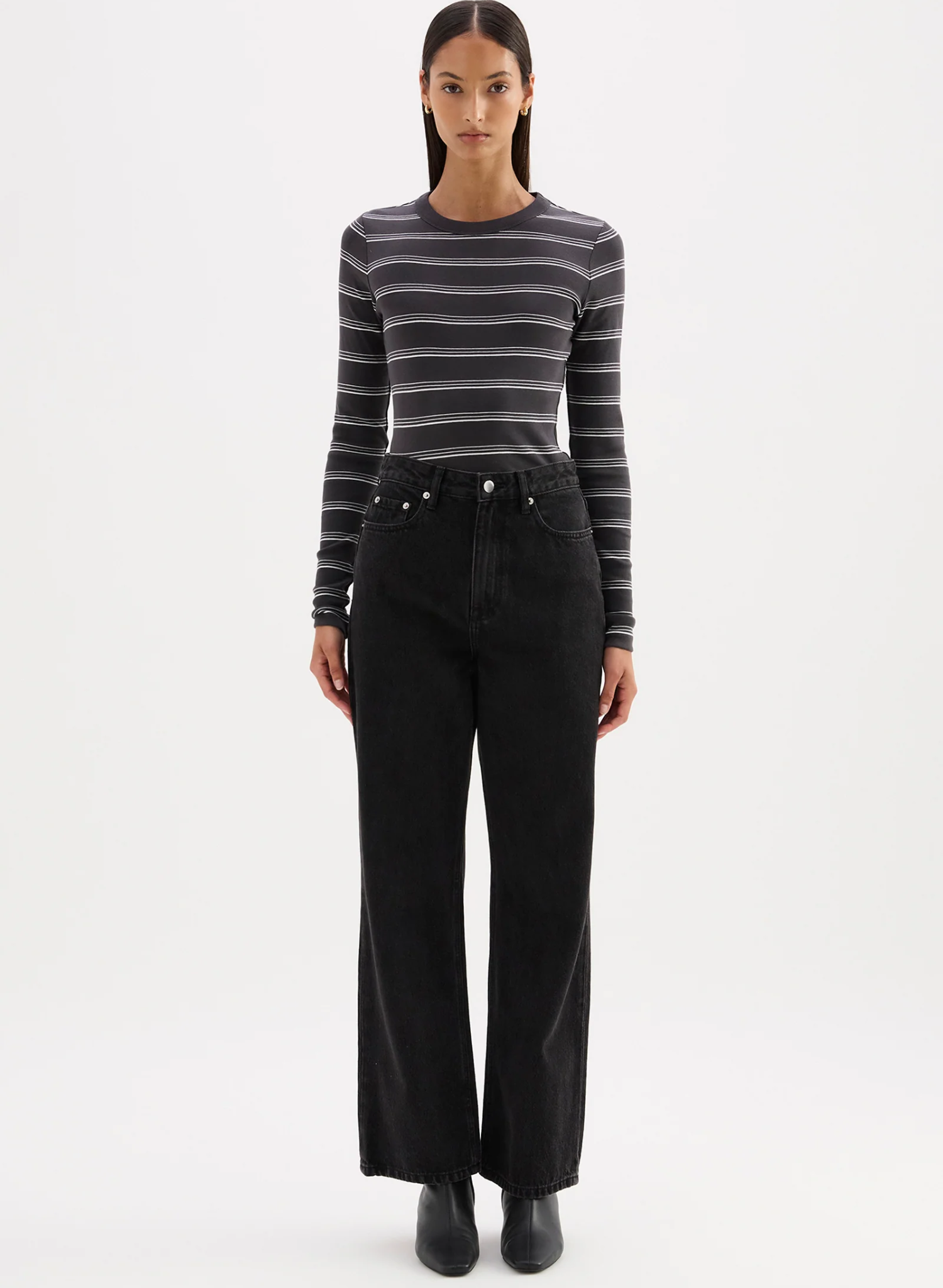 Lexi LS Top - Coal Stripe