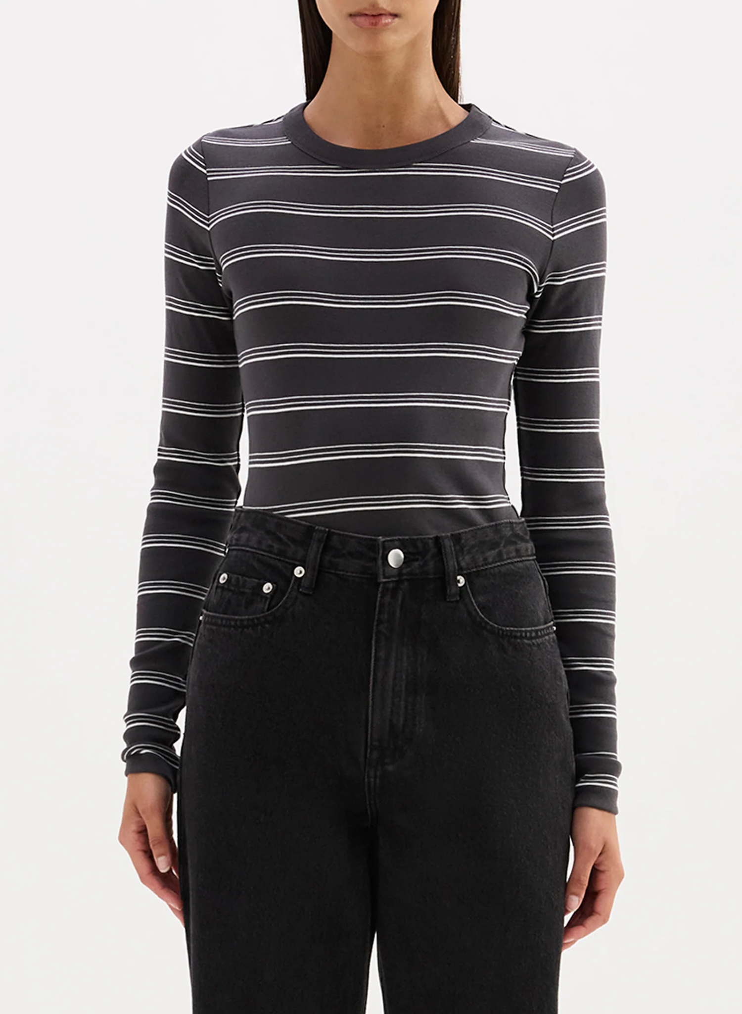 Lexi LS Top - Coal Stripe
