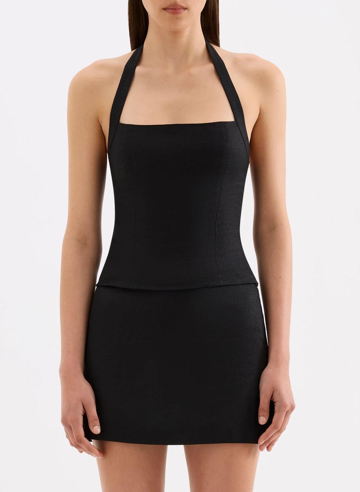 Carey Linen Top - Black