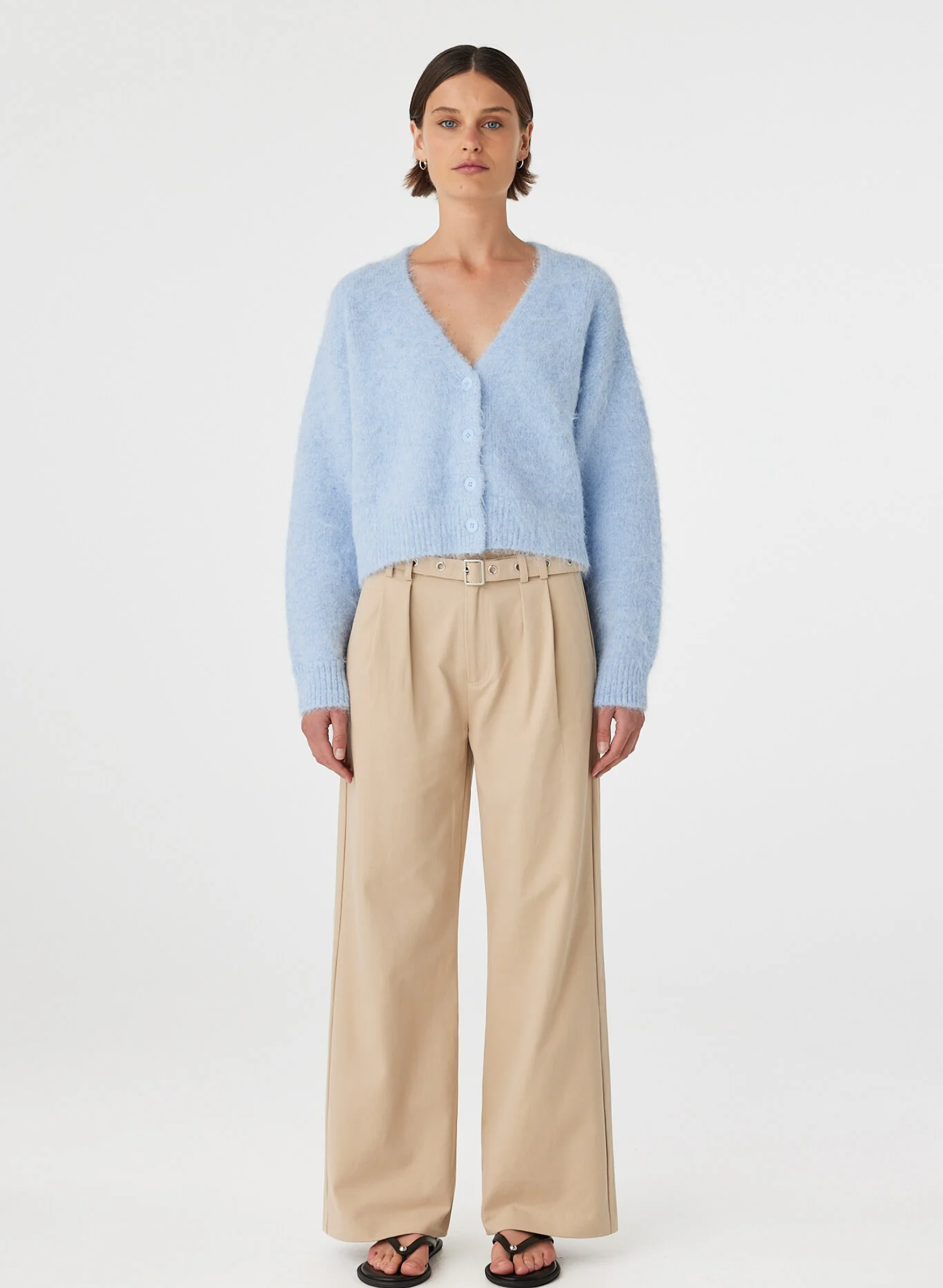 Liora Fluffy Cardigan - Sky
