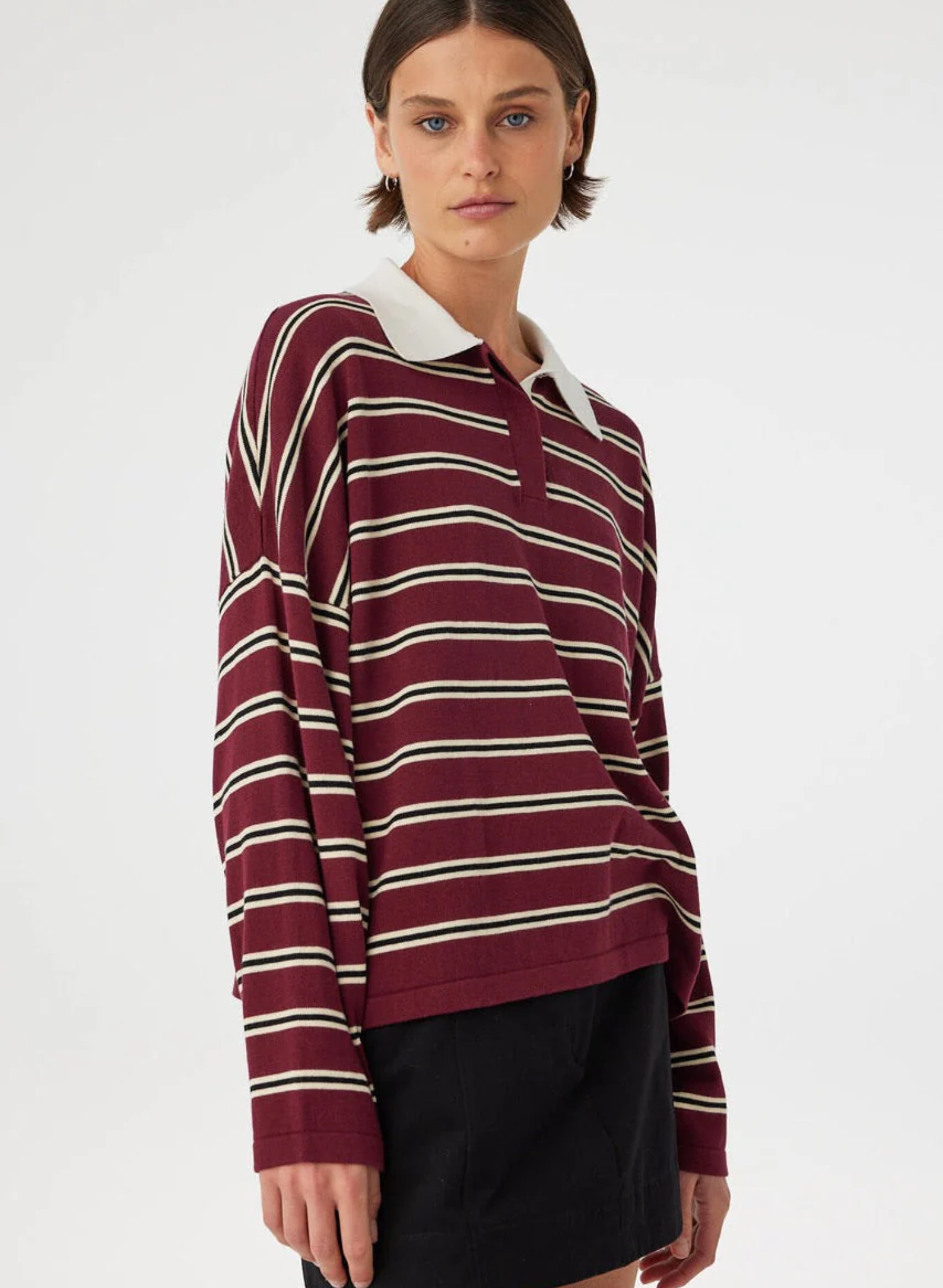 Rayne Knit Jersey - Merlot Stripe