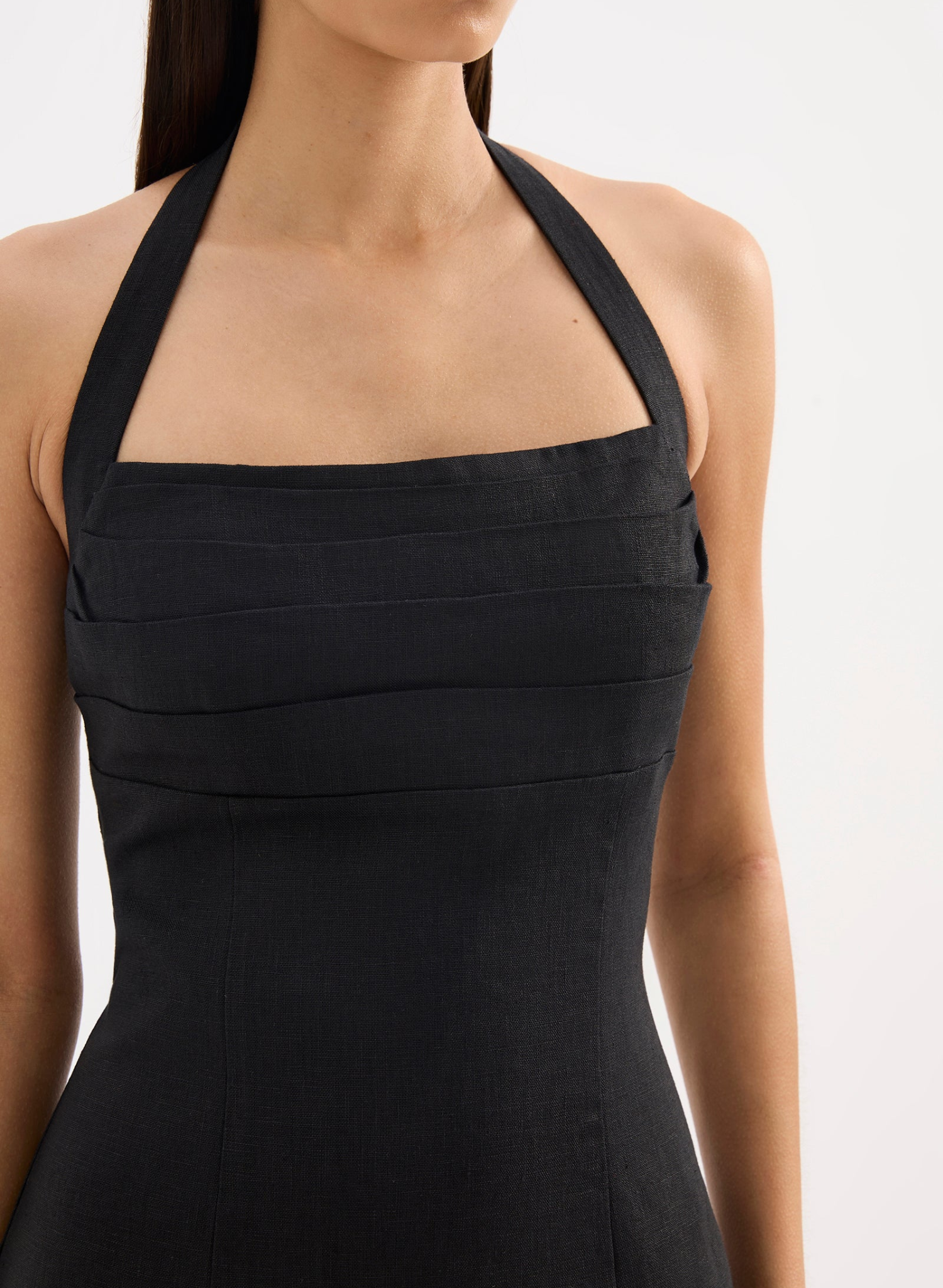 Reyes Linen Mini Dress - Black