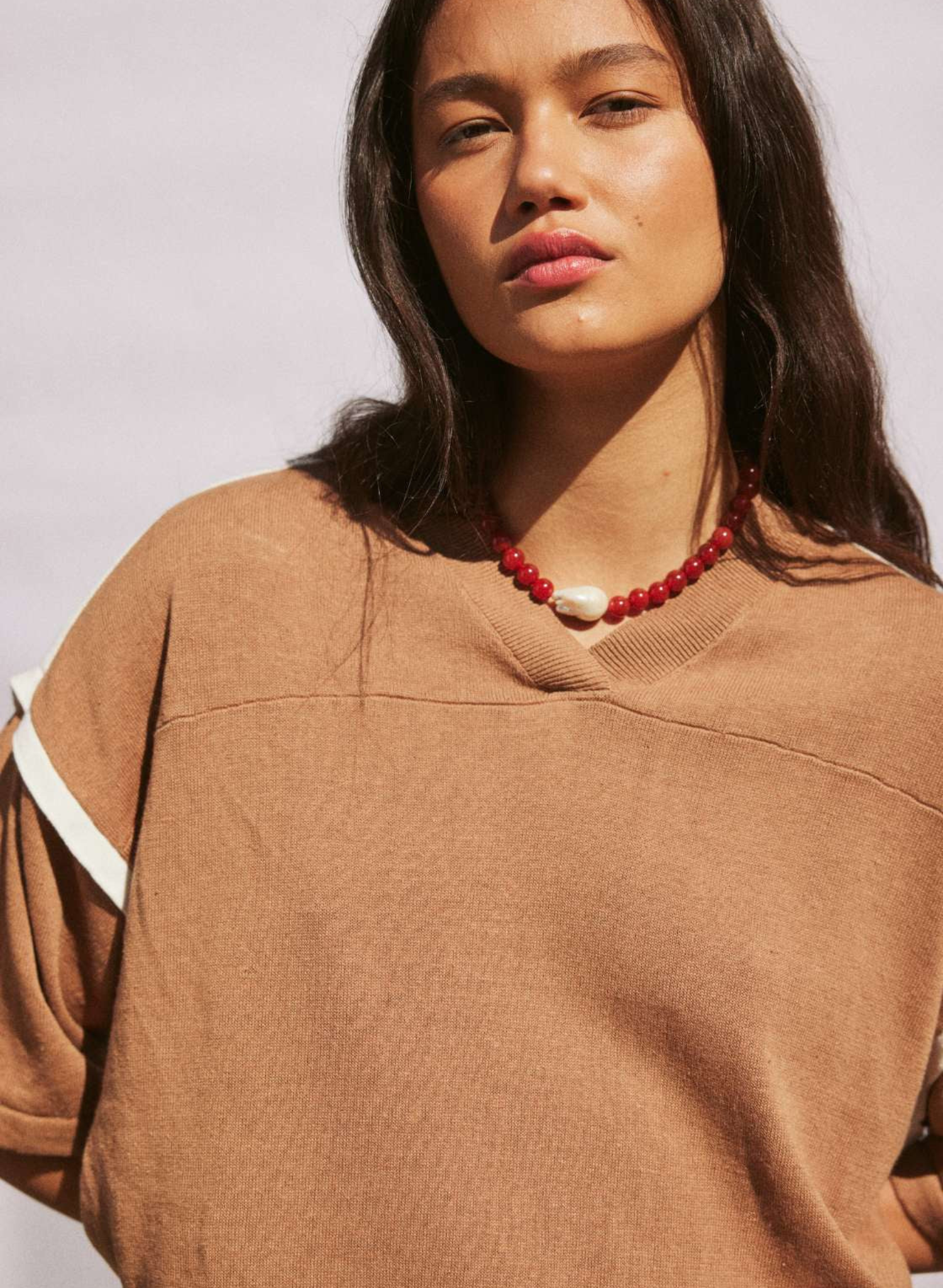 Orlando Oversized Tee - Pecan & Cream