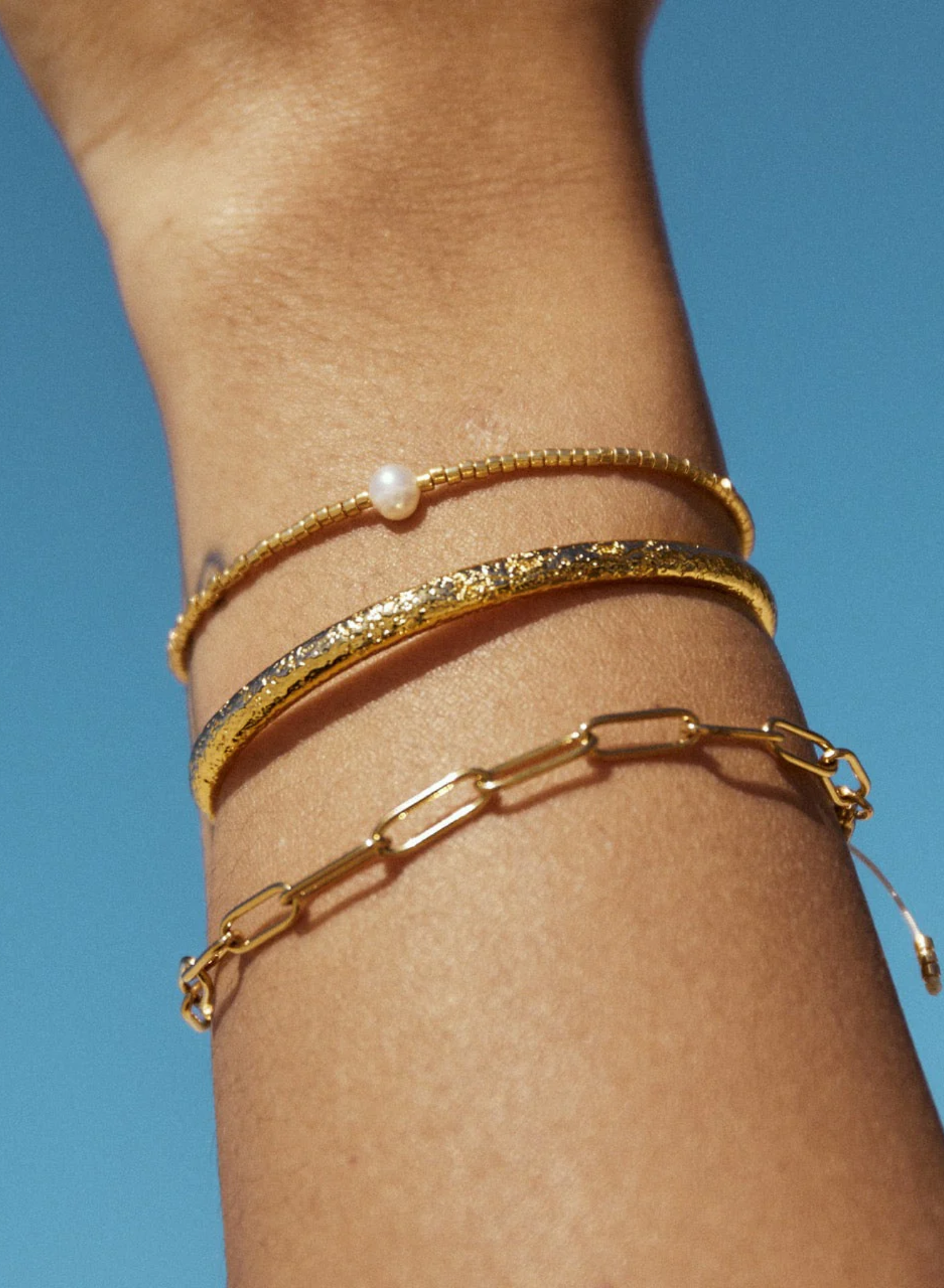 River Gold and Pearl Bracelet