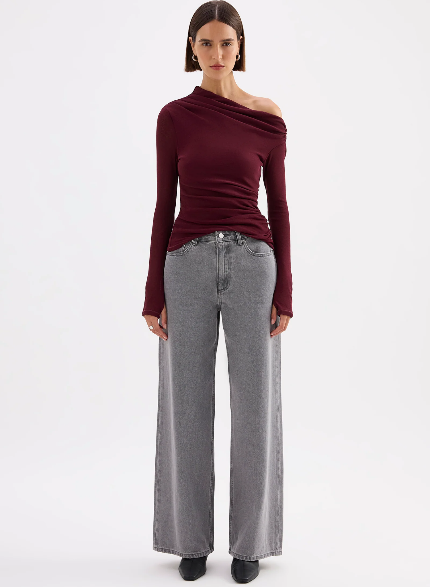 Rue Mesh LS Top - Merlot