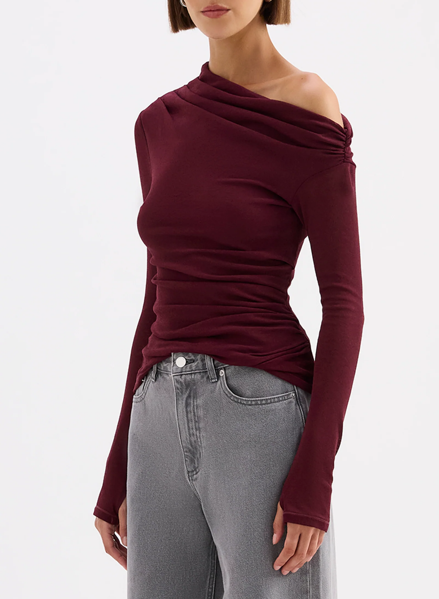 Rue Mesh LS Top - Merlot