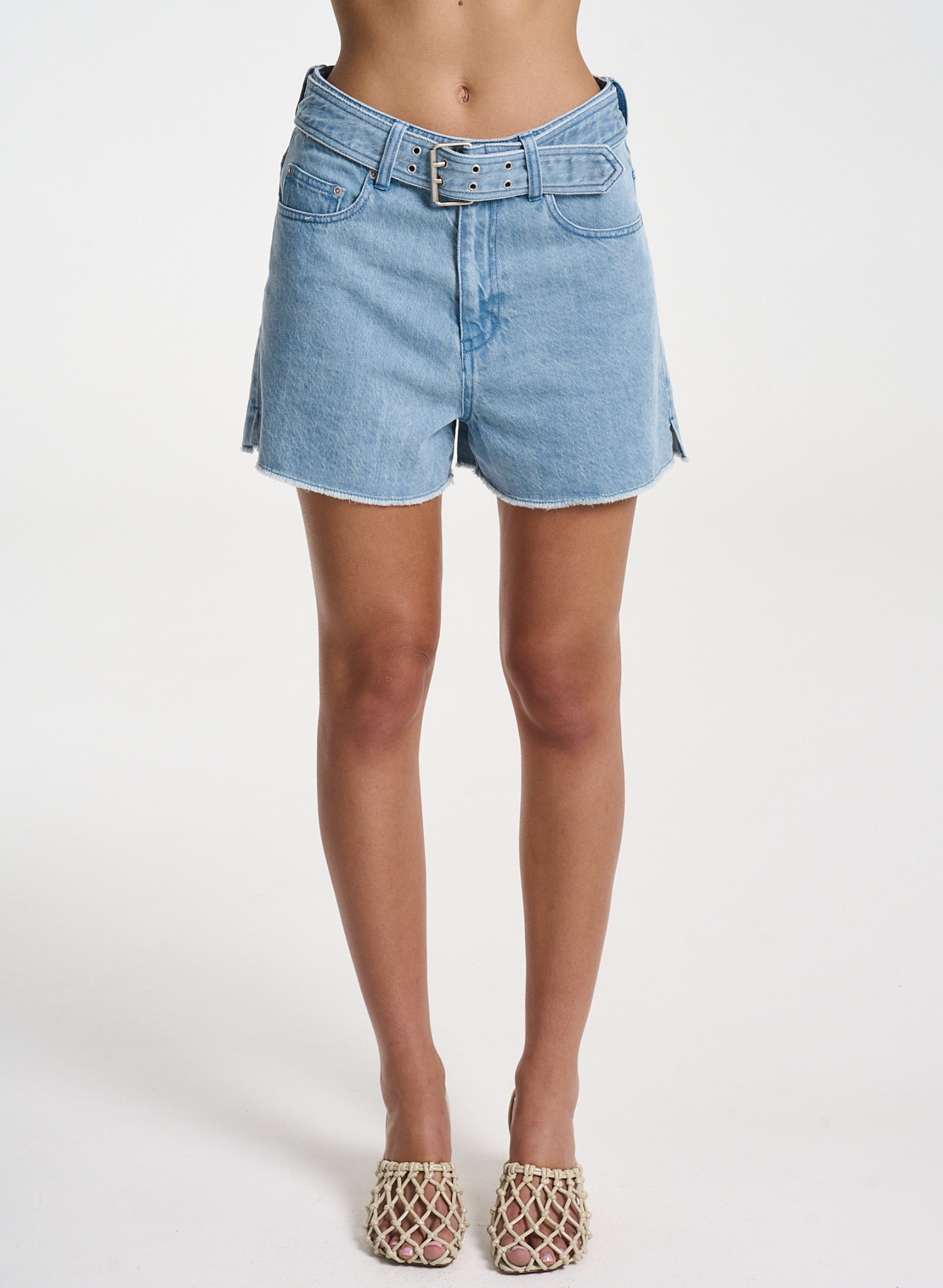 Denim Belt Short - Sky Blue Denim