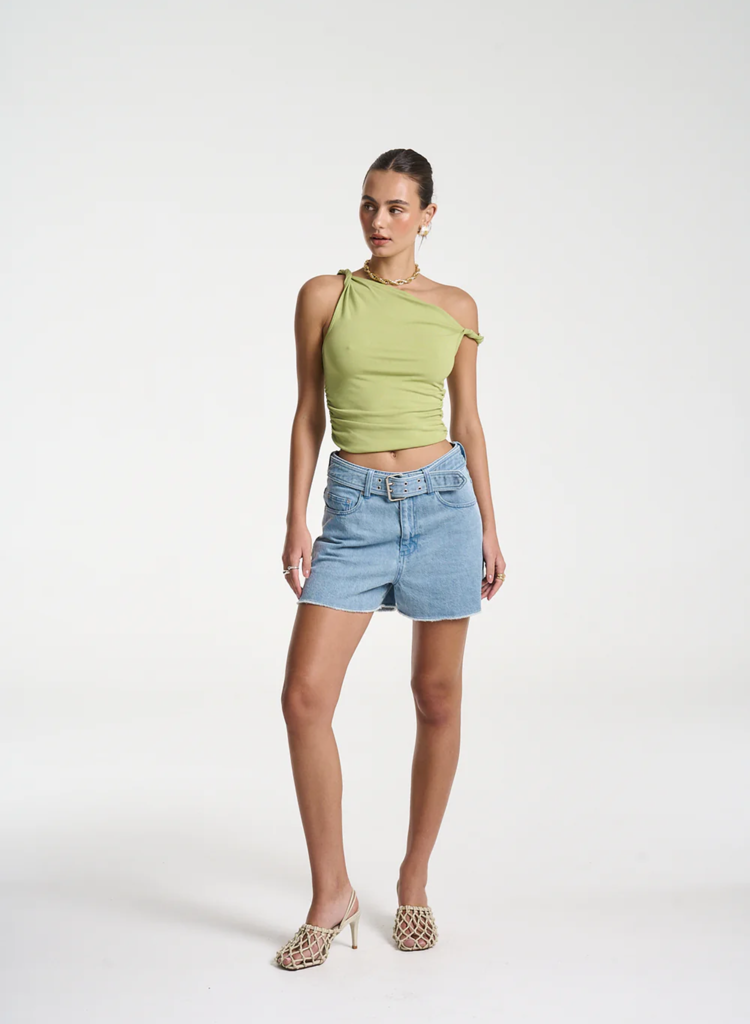 Denim Belt Short - Sky Blue Denim