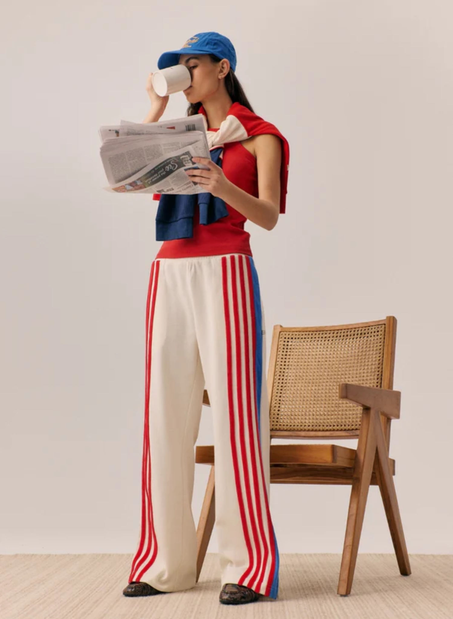 Stripe Sports Sheen Pant in Snow