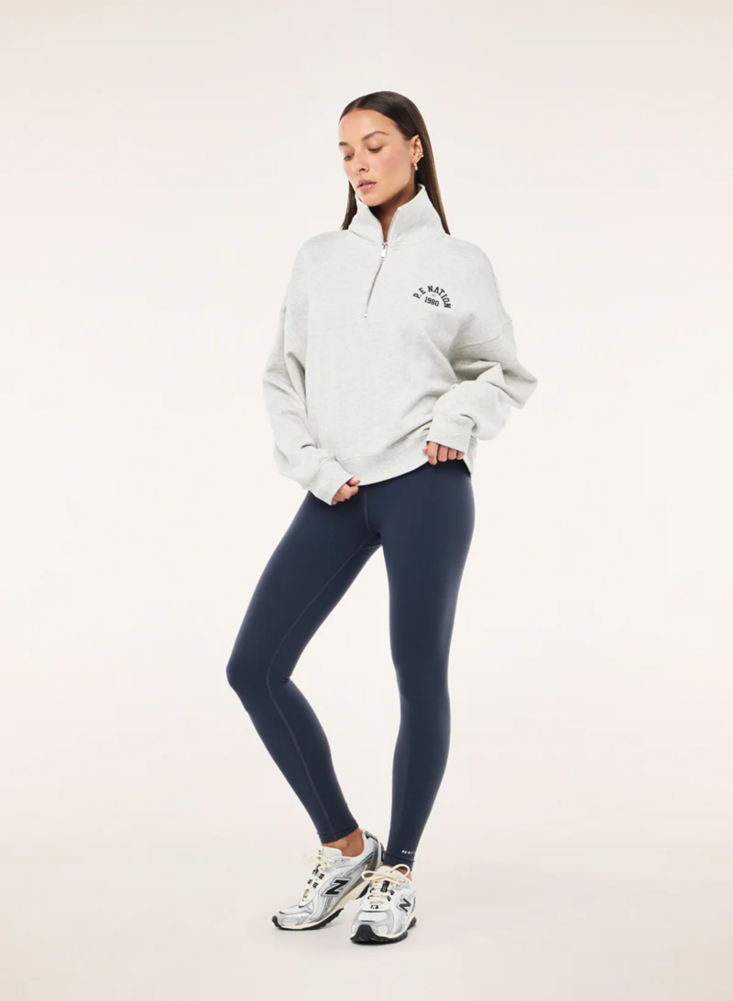 Swerve zip neck in grey marle