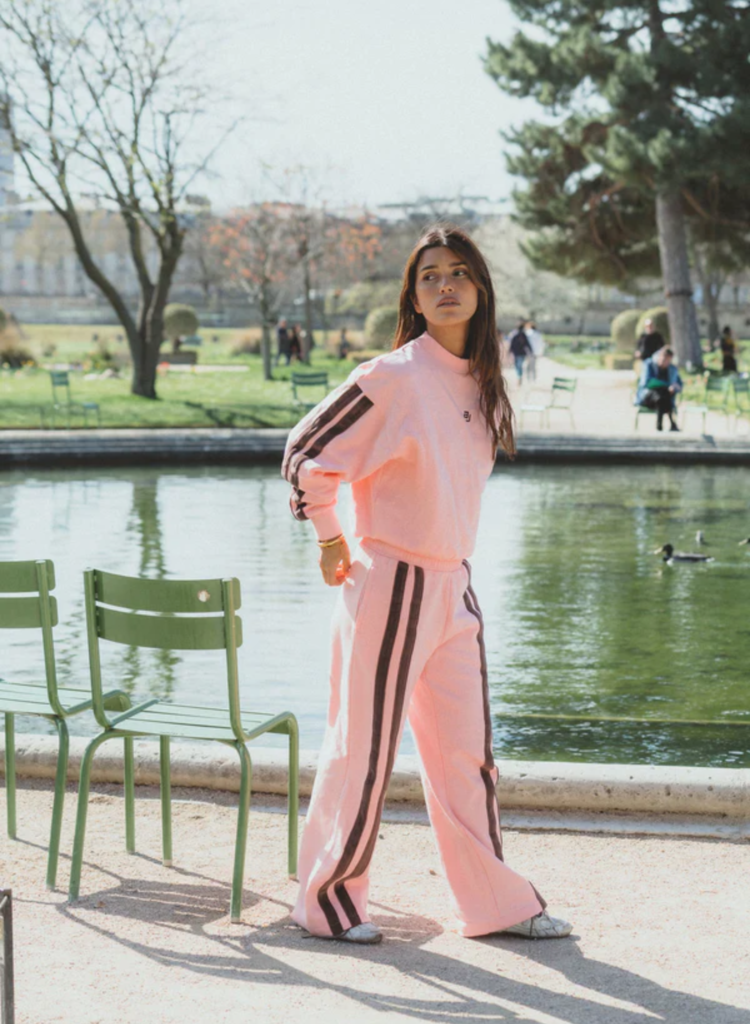 AJ Logo Stripe Trackpant in Rose Quartz