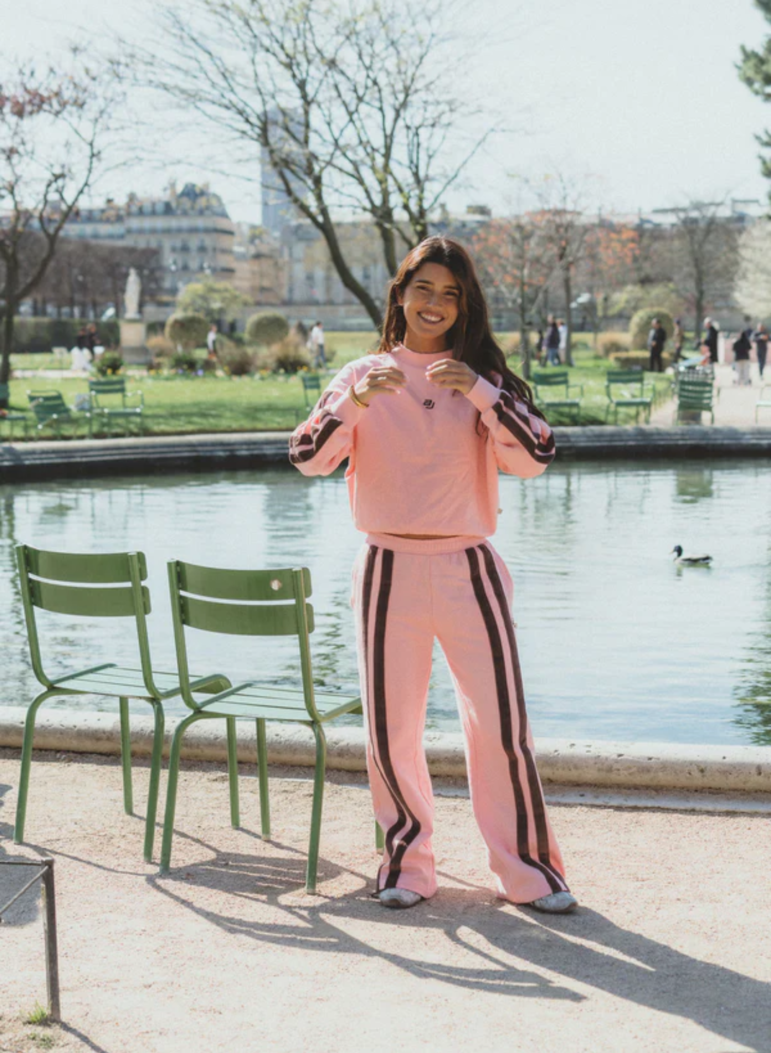AJ Logo Stripe Trackpant in Rose Quartz