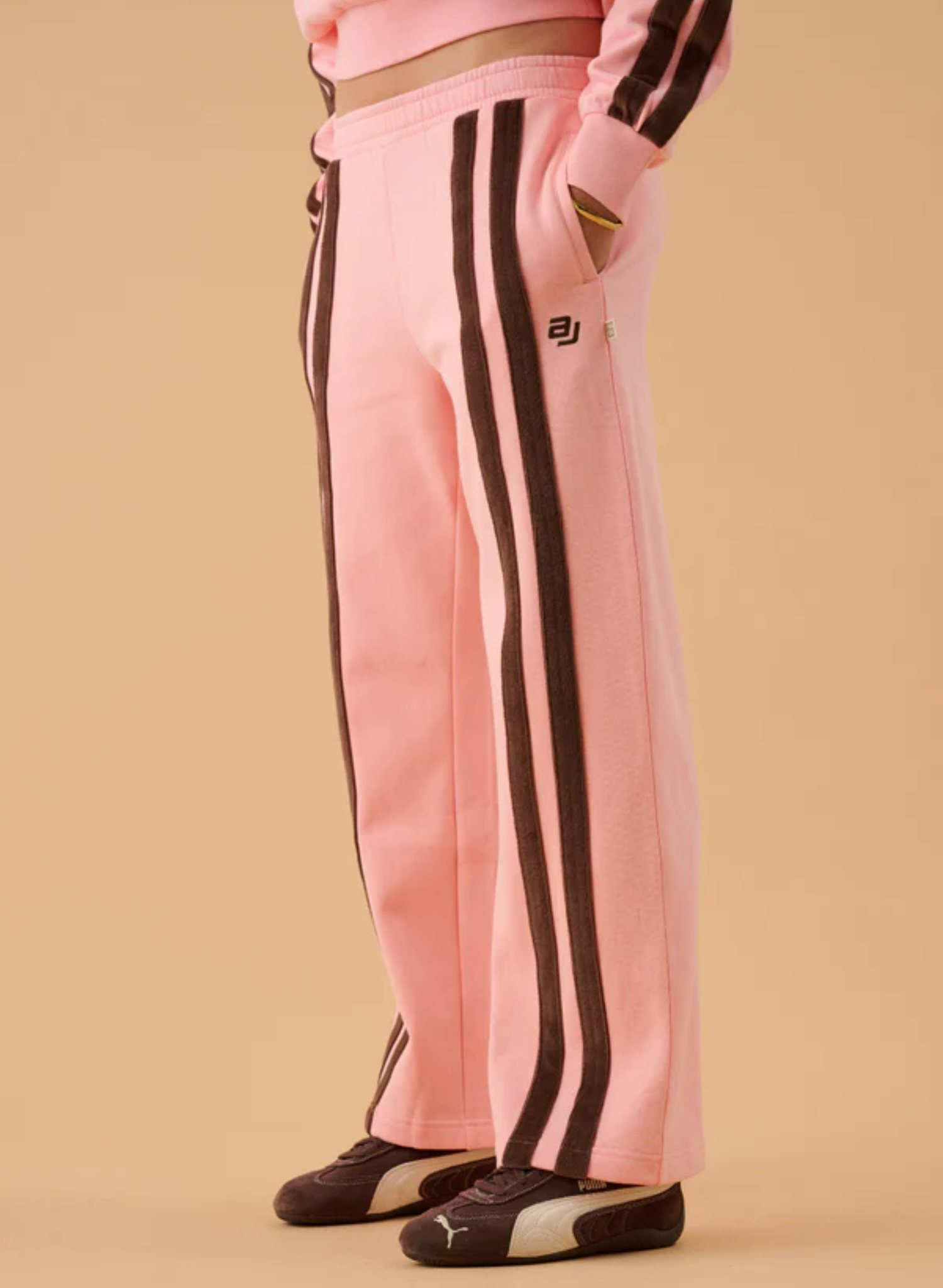 AJ Logo Stripe Trackpant in Rose Quartz