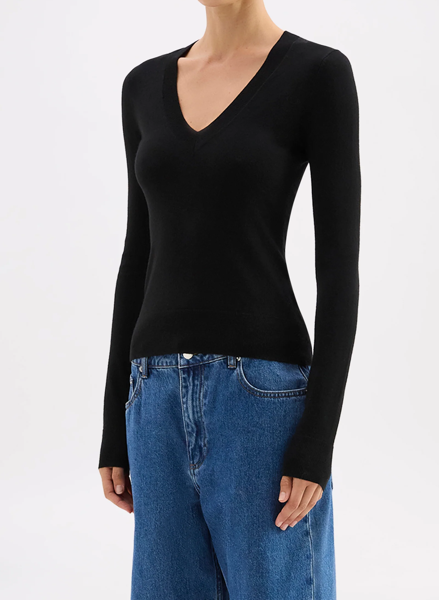 Abia Merino Blend Knit Top - Black