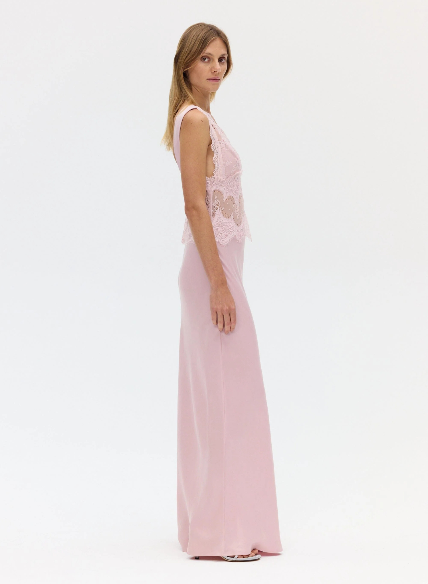 The Visions Lace Floor length Dress | Rosè