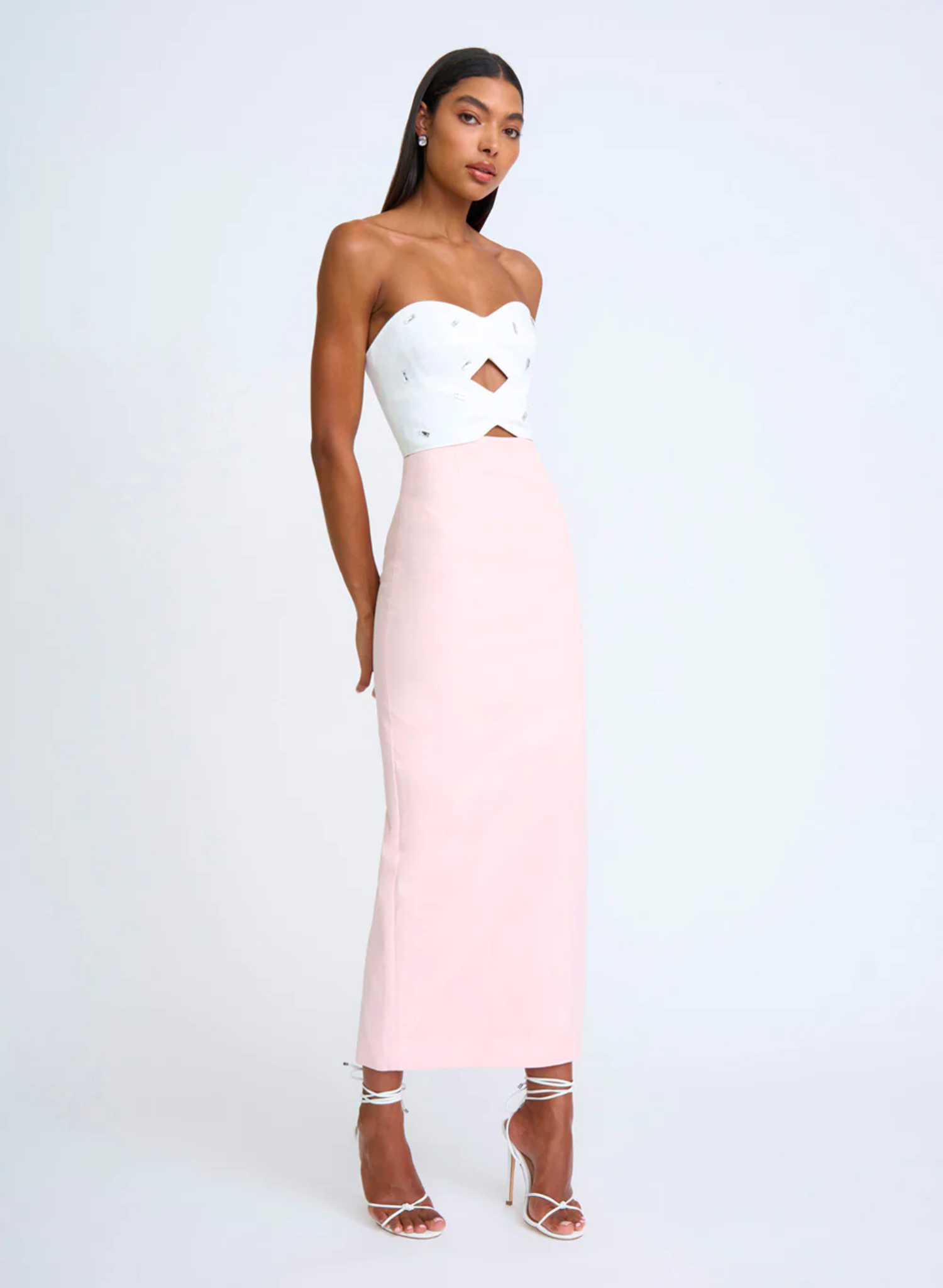 IDA STRUCTURED ANKLE SKIRT - SOFT PINK