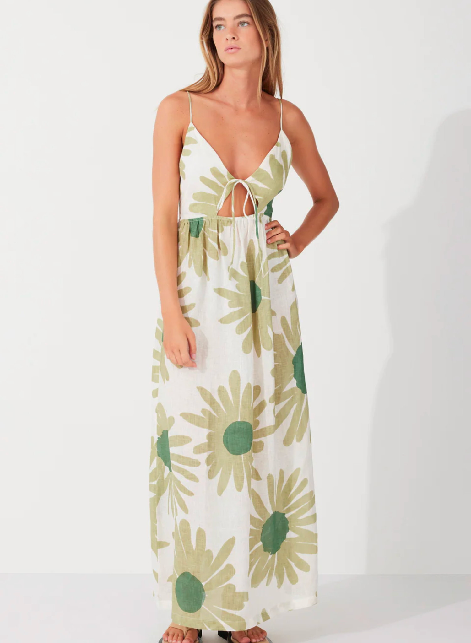 Aloe Flower Linen Dress