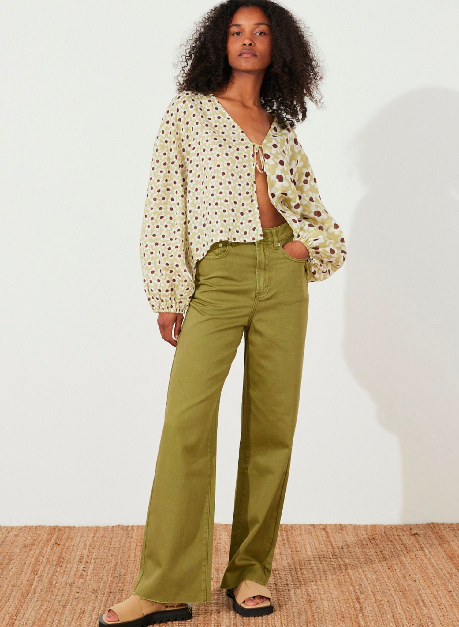 Khaki Recycled Cotton Straight Leg Jean