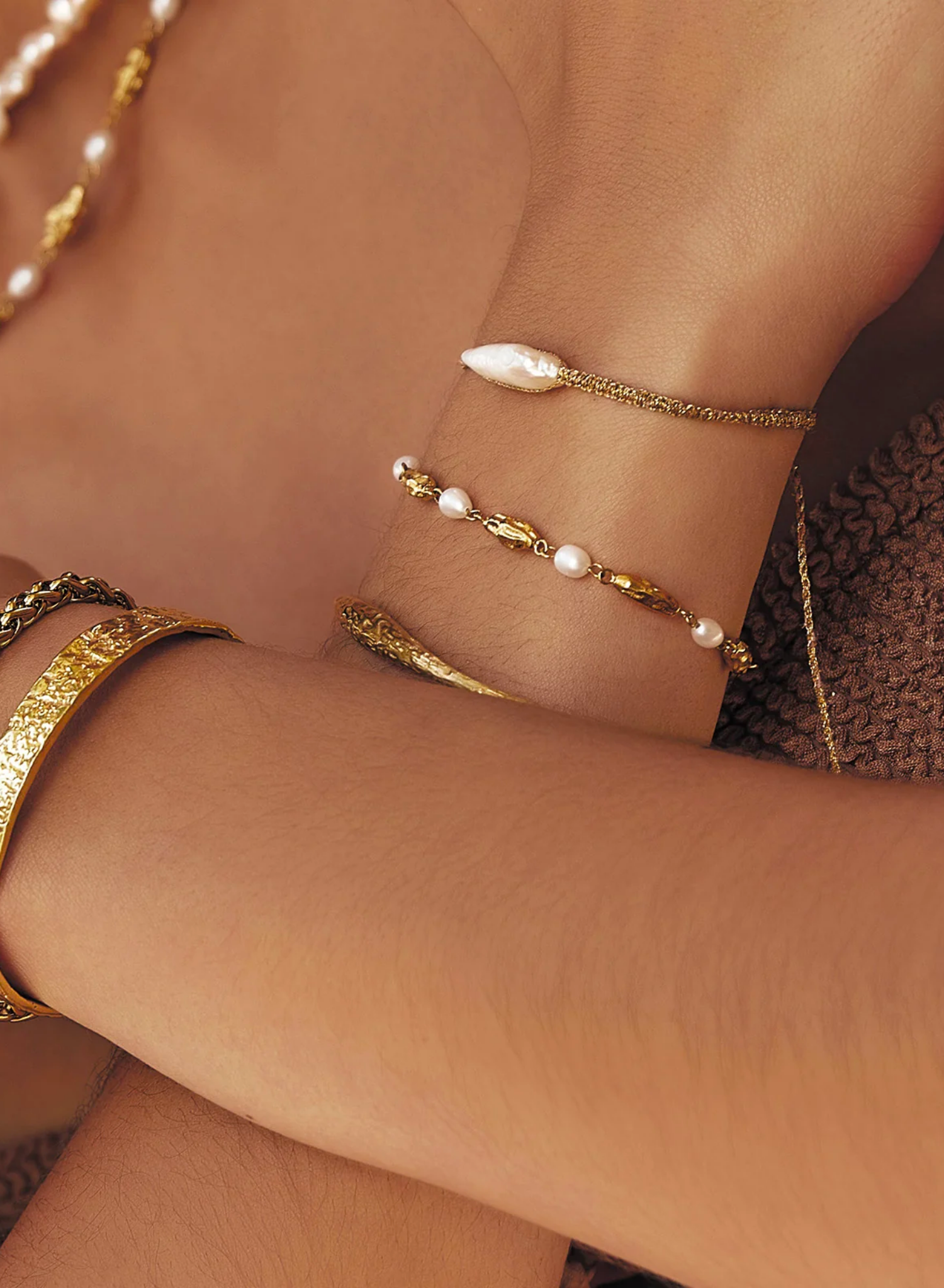Mimi Pearl and Gold Bracelet