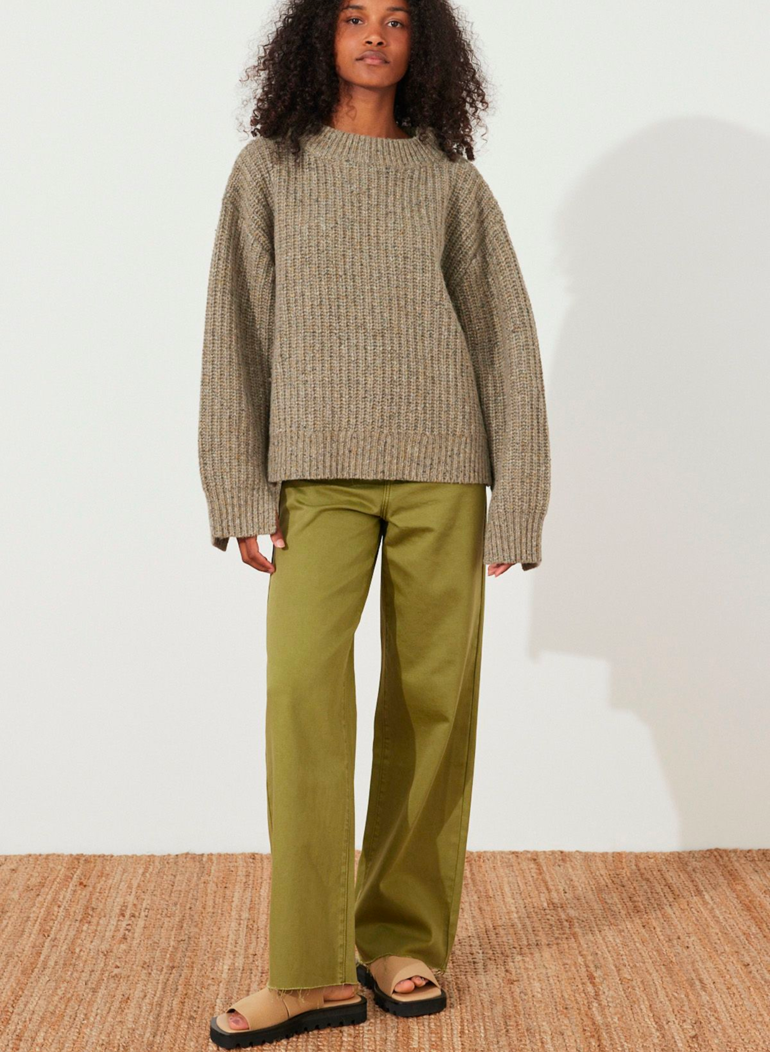 Khaki Recycled Cotton Straight Leg Jean