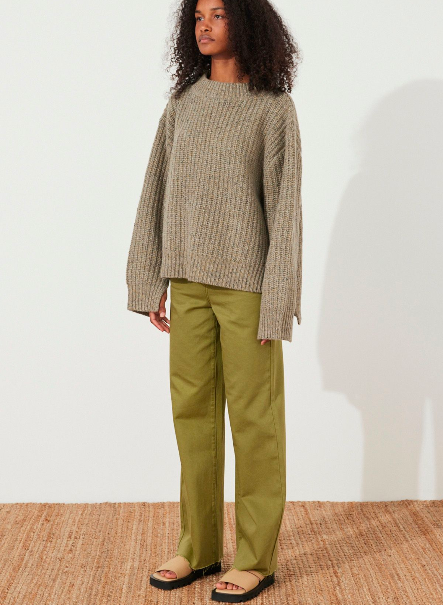 Khaki Recycled Cotton Straight Leg Jean