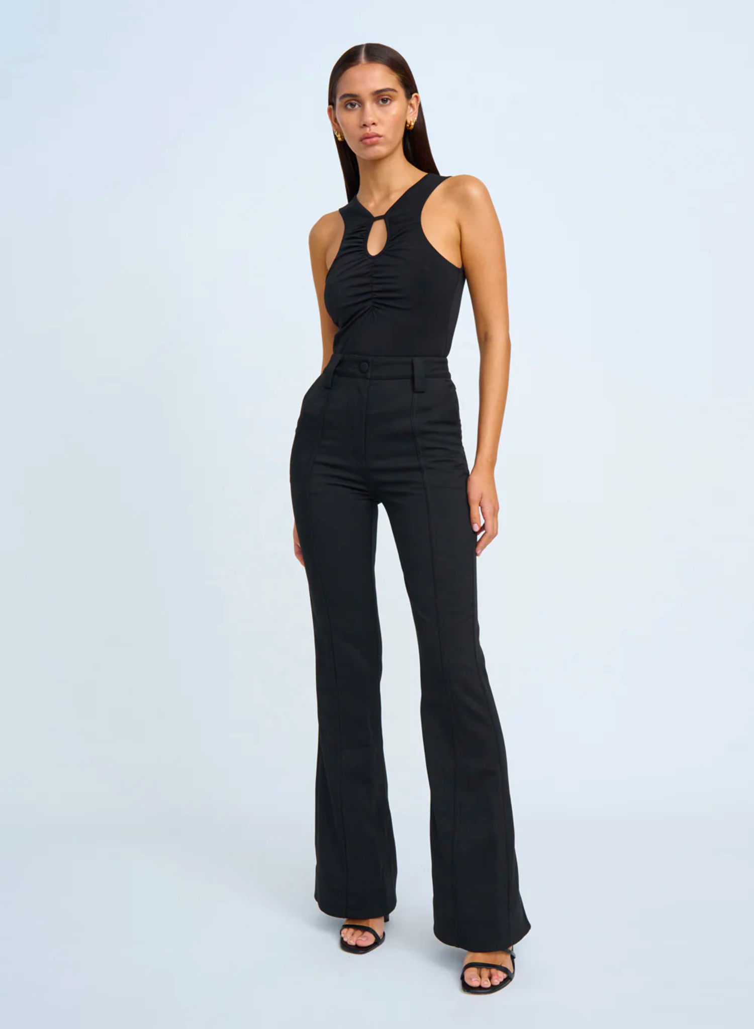 LUCIANA FLARE TROUSER PANT IN BLACK