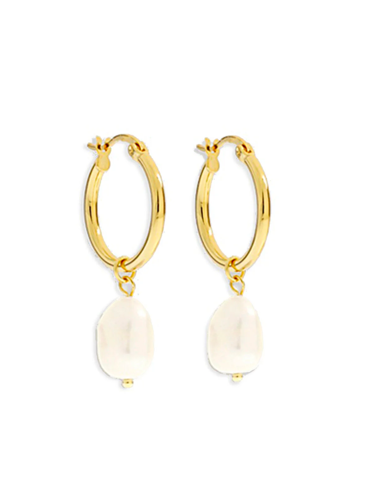 Augusta Gold Hoop & Freshwater Pearl Earrings