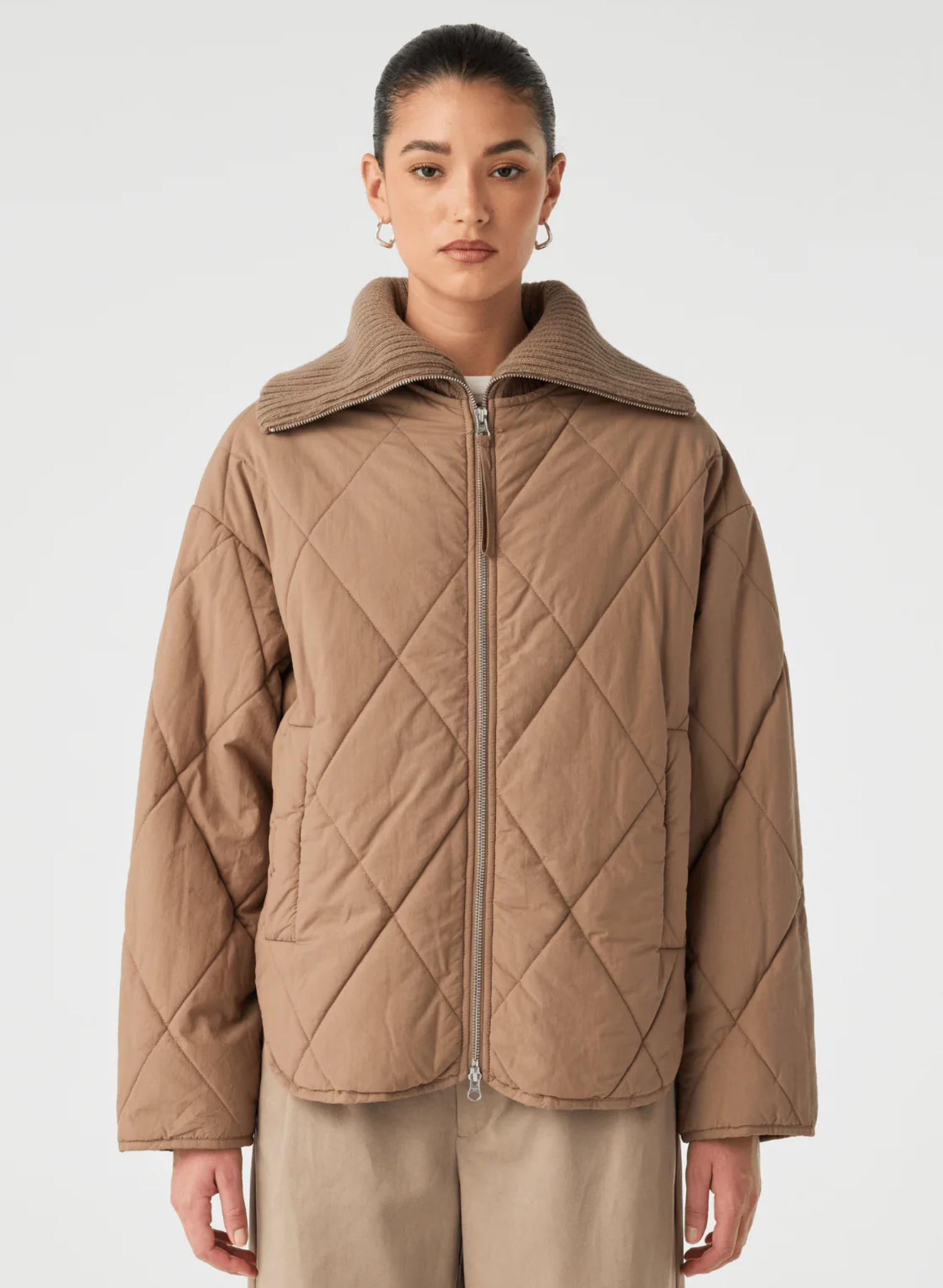 Reece Quilted Jacket - Taupe