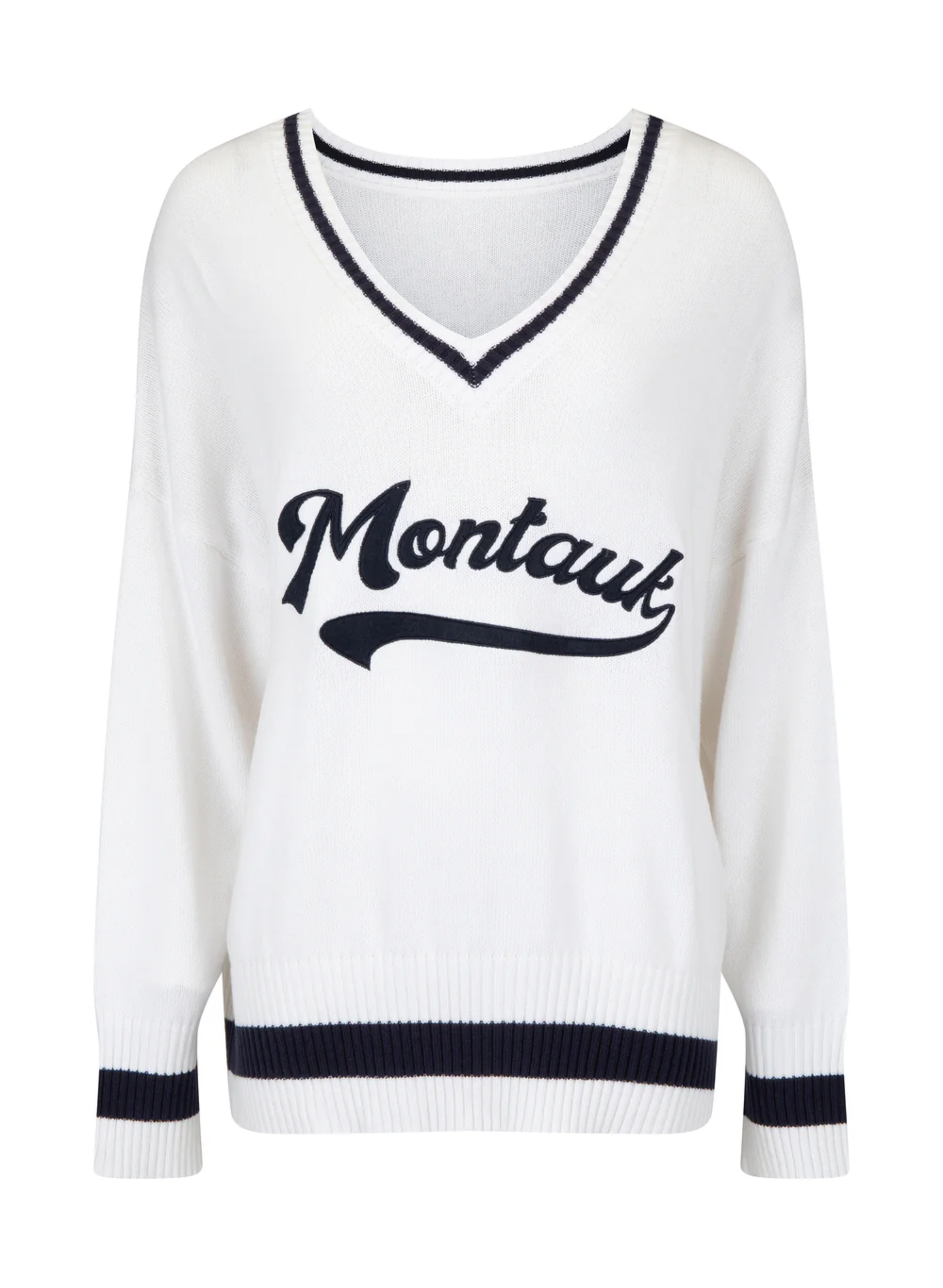 Montauk V-neck Knit Sweater in White