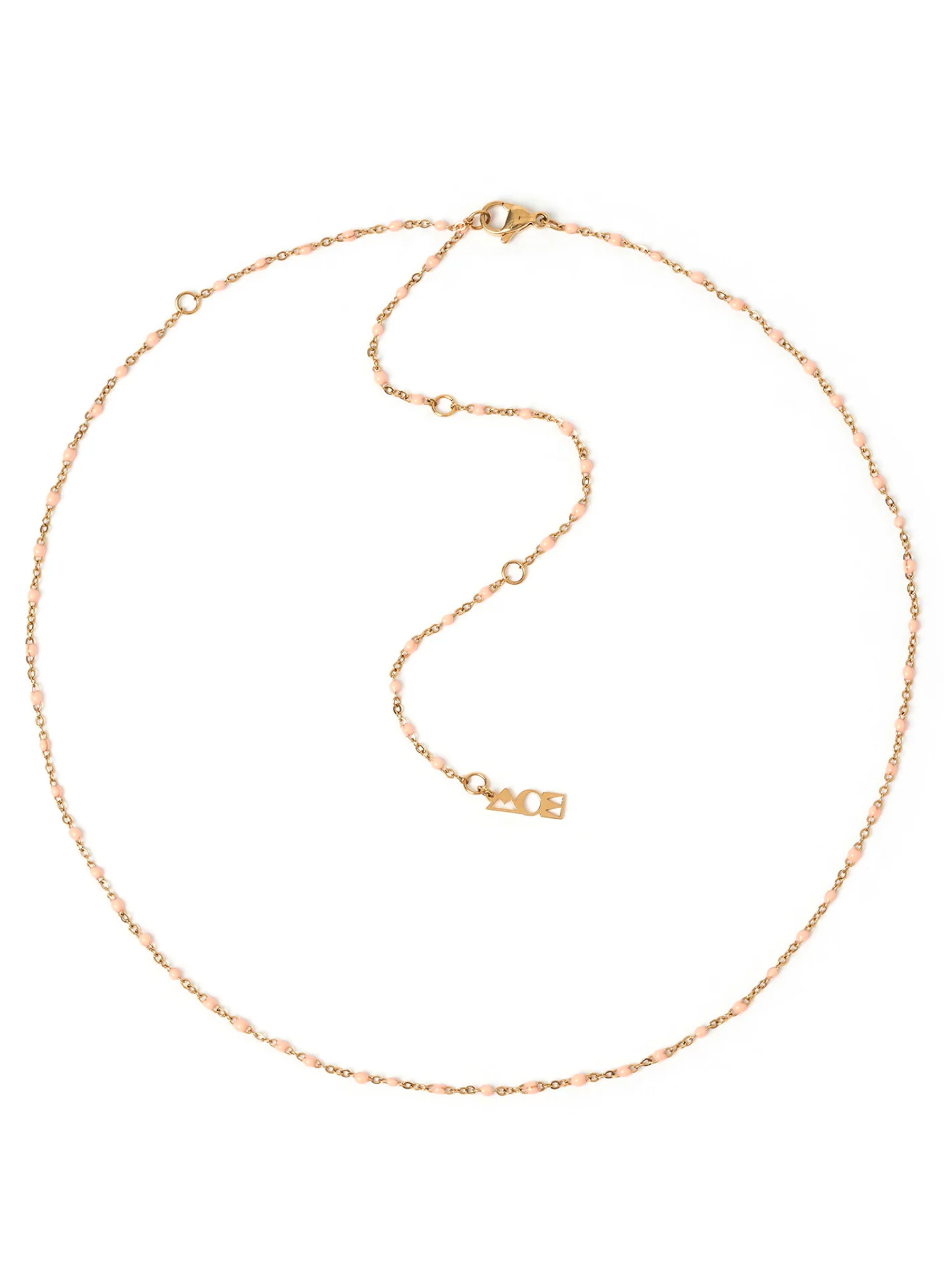 Peggy Gold and Enamel Necklace - Peach