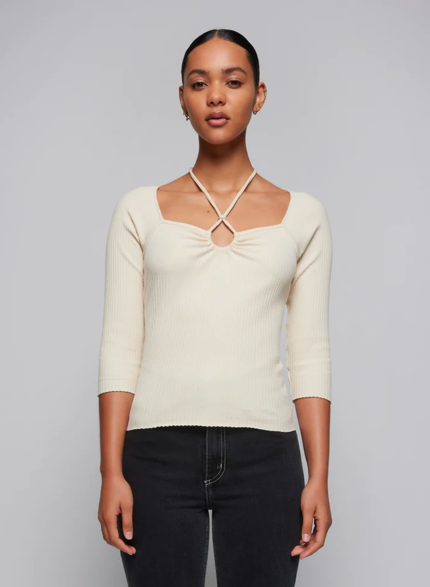 Sand Lux Rib Tie Top