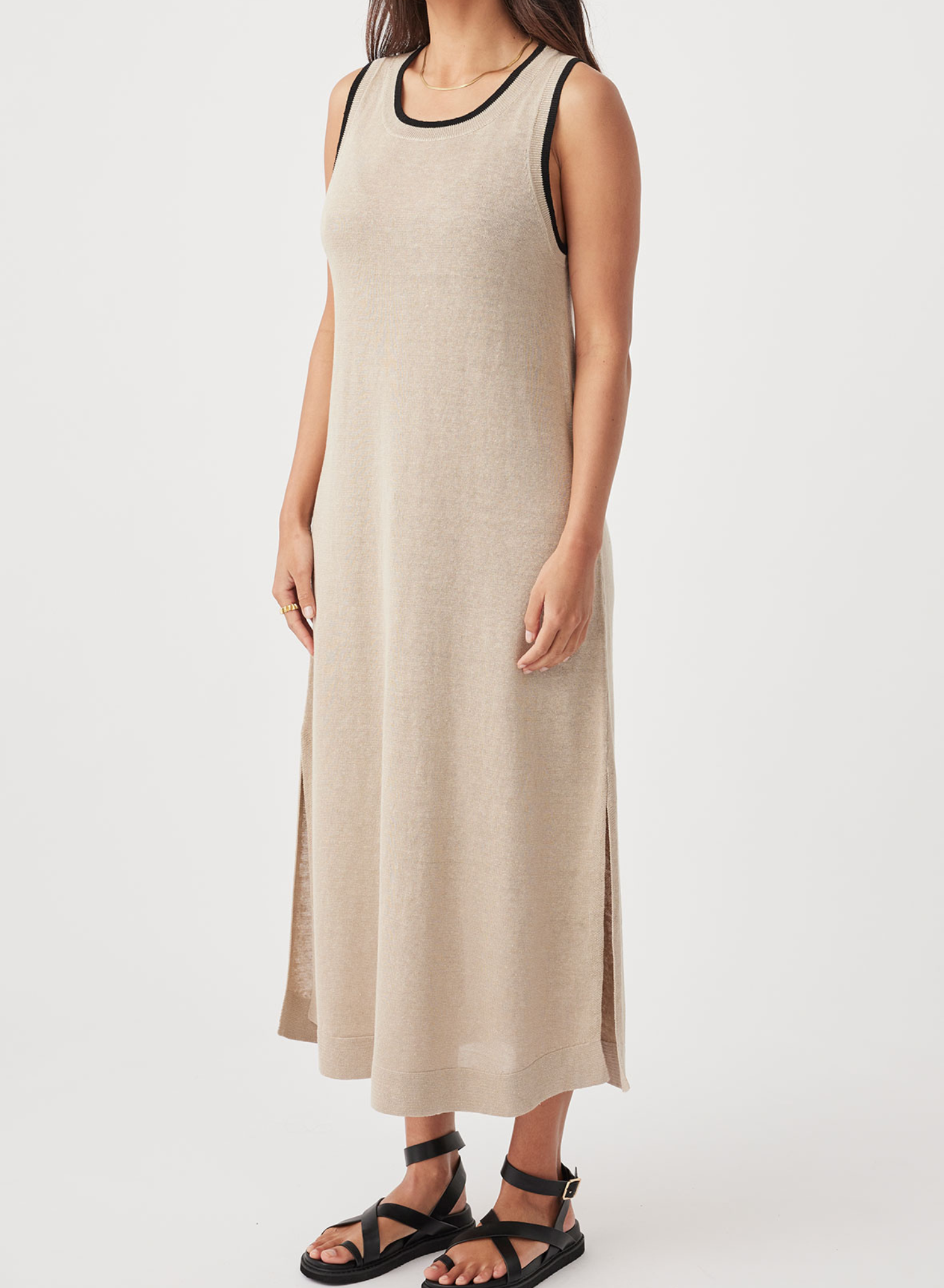 Brie Long Dress in Taupe