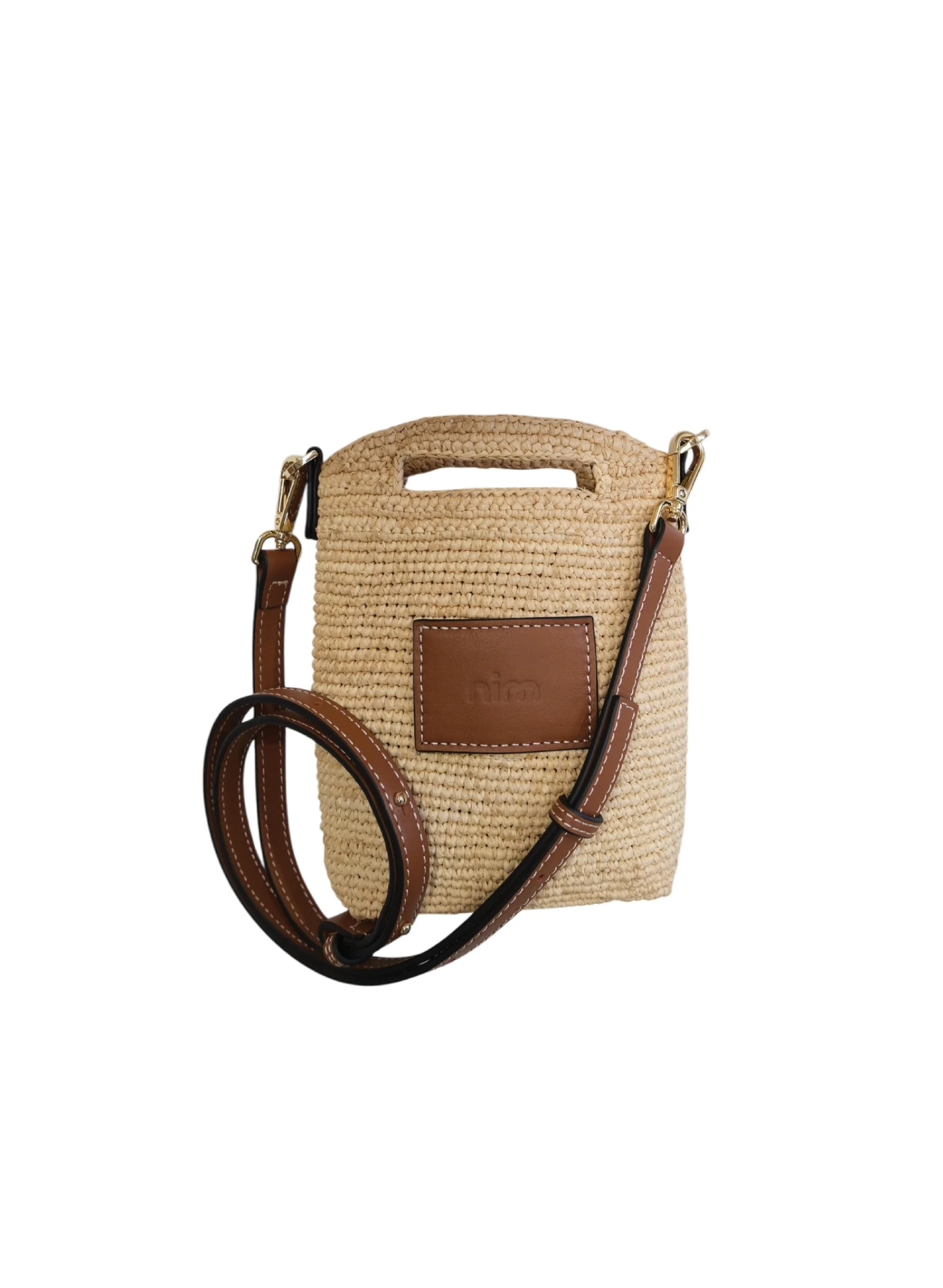 Leather Trimmed Raffia Pocket
