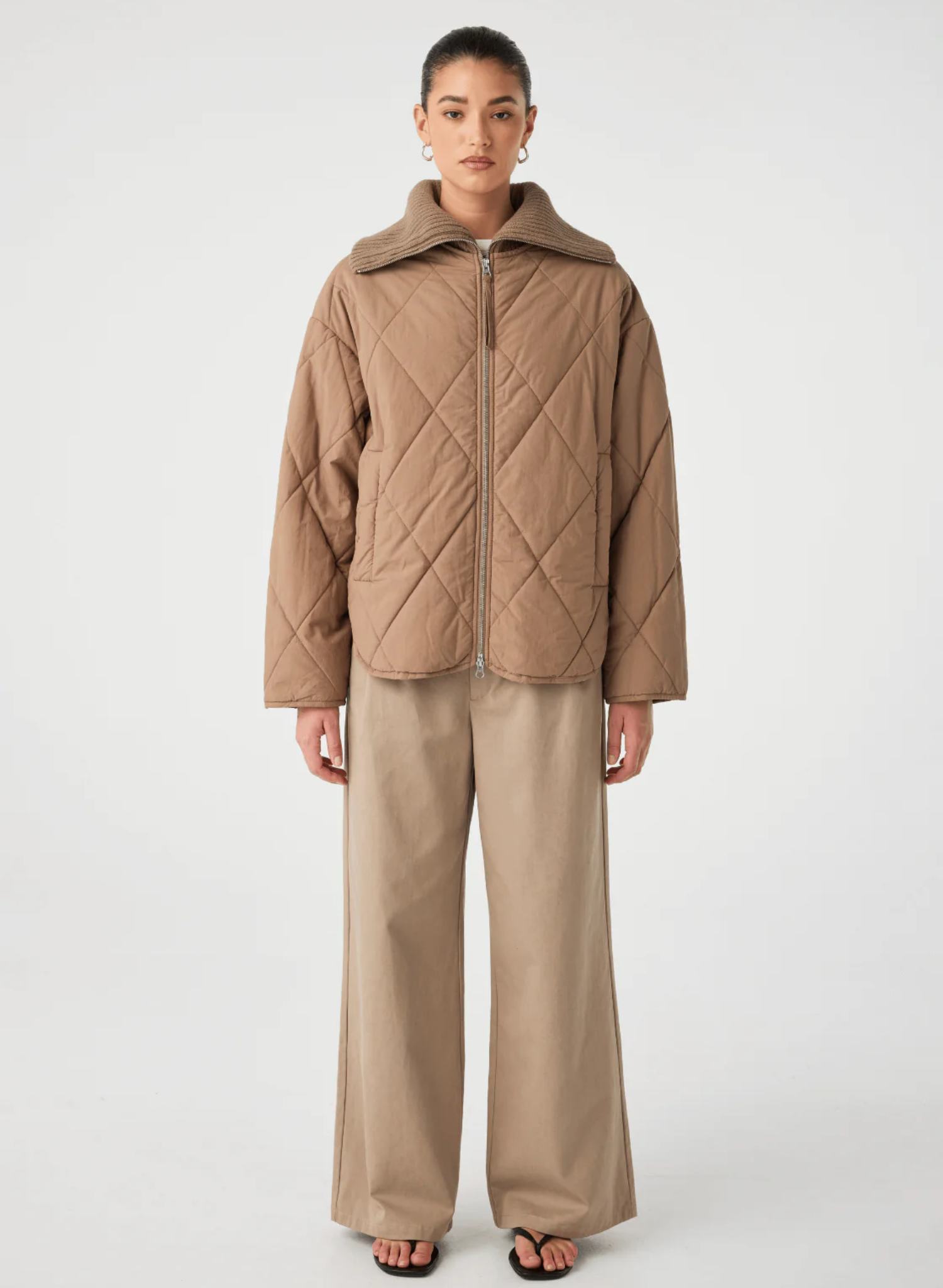 Reece Quilted Jacket - Taupe