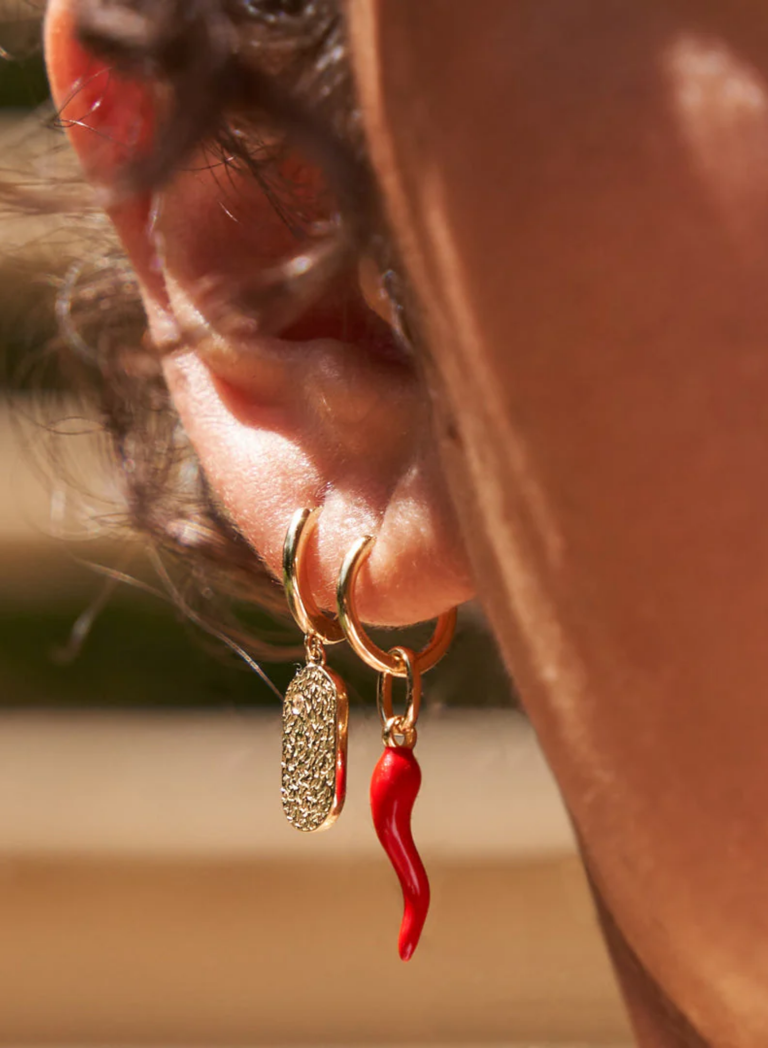 Cornicello Red Charm Earrings