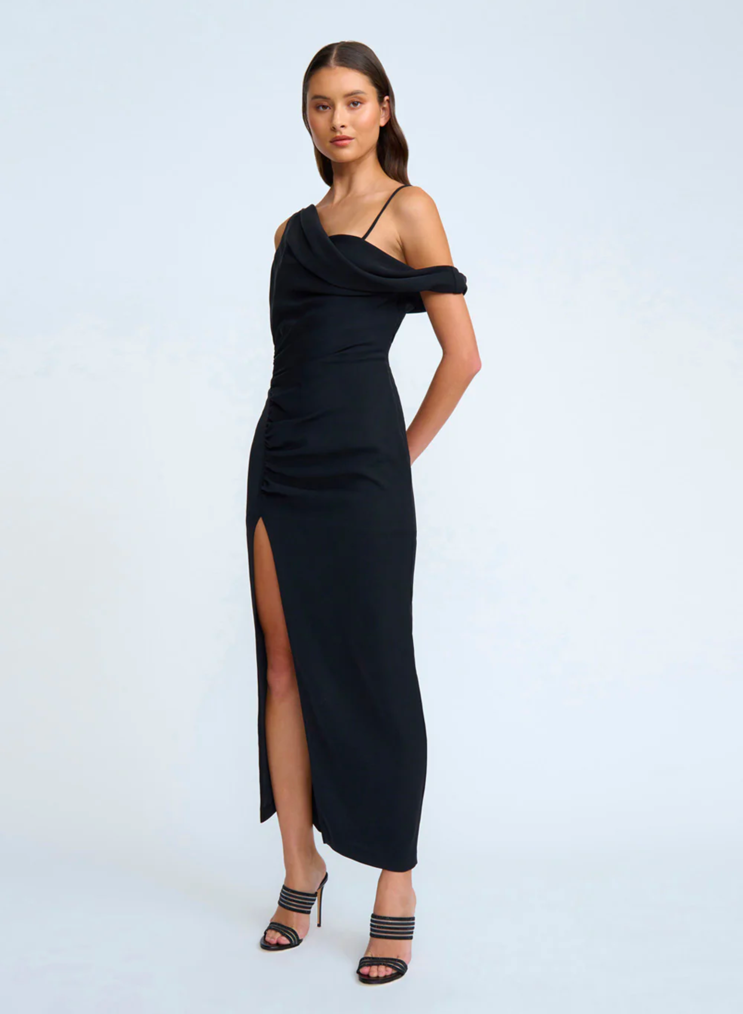 Nadel Asymmetric Split Dress in Black