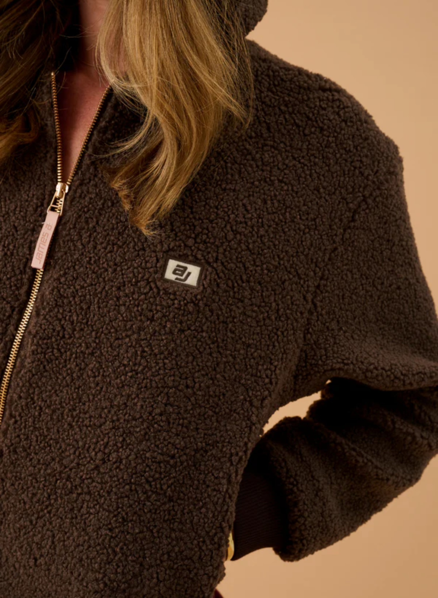 AJ Sherpa Hooded Jacket Dark Chocolate