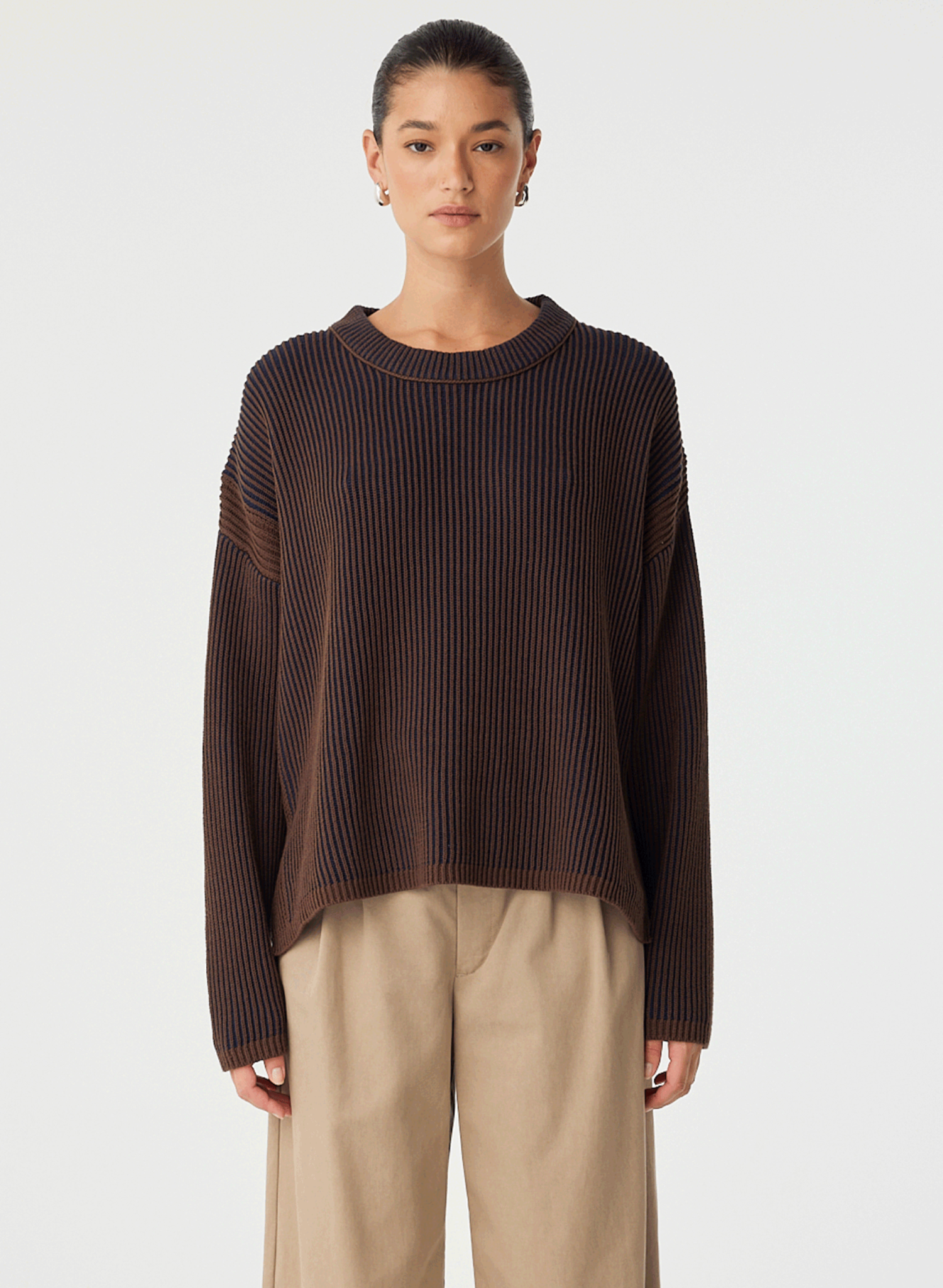 Josie Sweater - Espresso/Navy