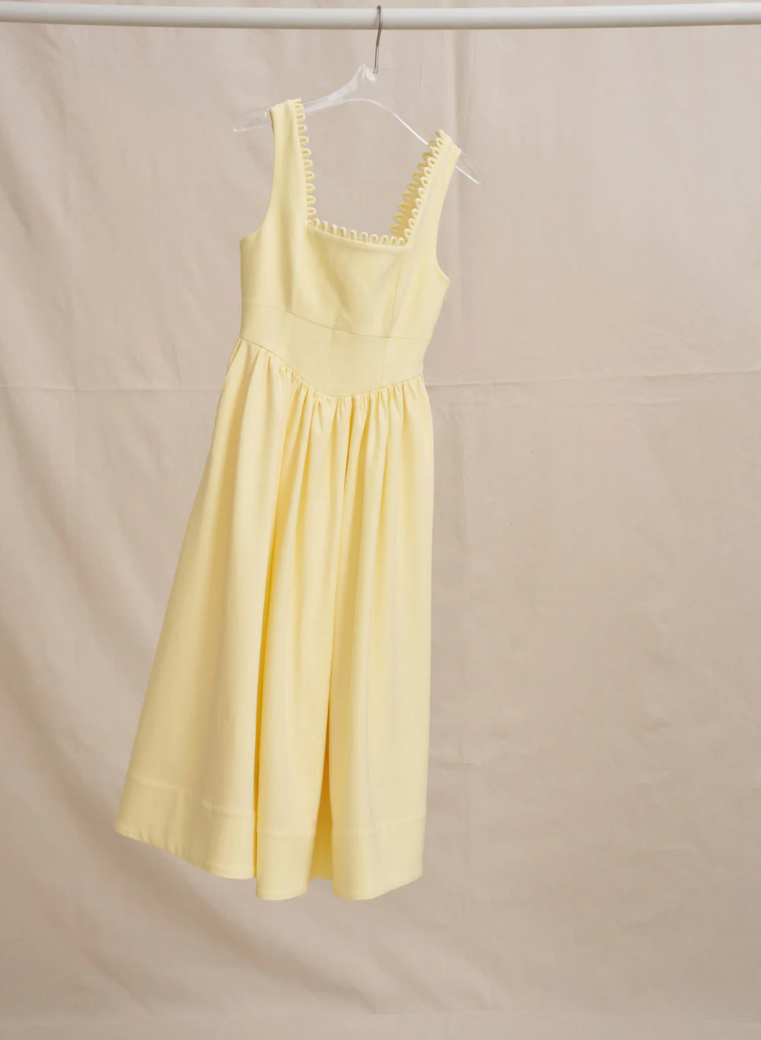 Nova Scallop Midi Dress - Lemon