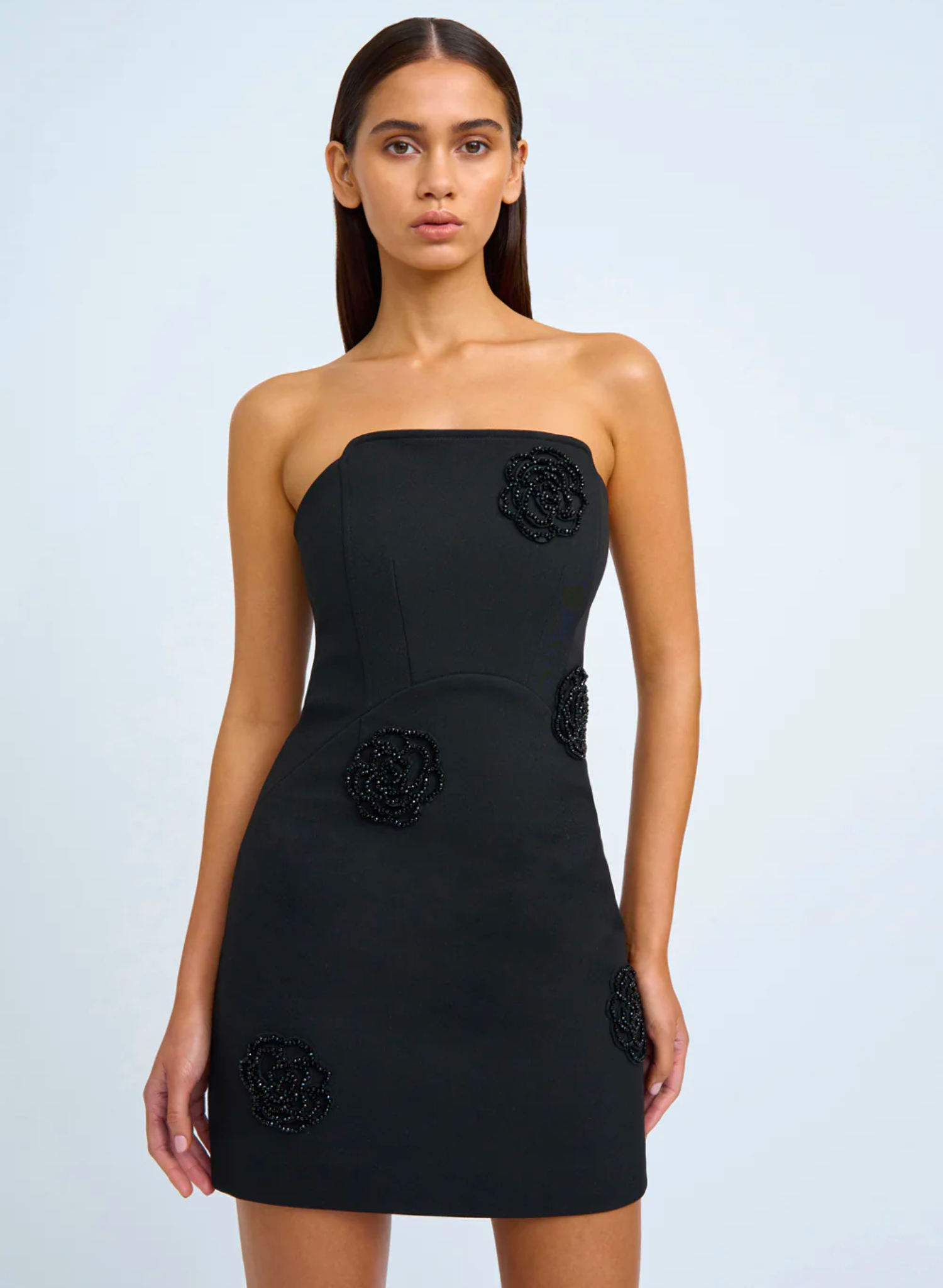 ENCHANTED BLOOM STRAPLESS MINI IN BLACK
