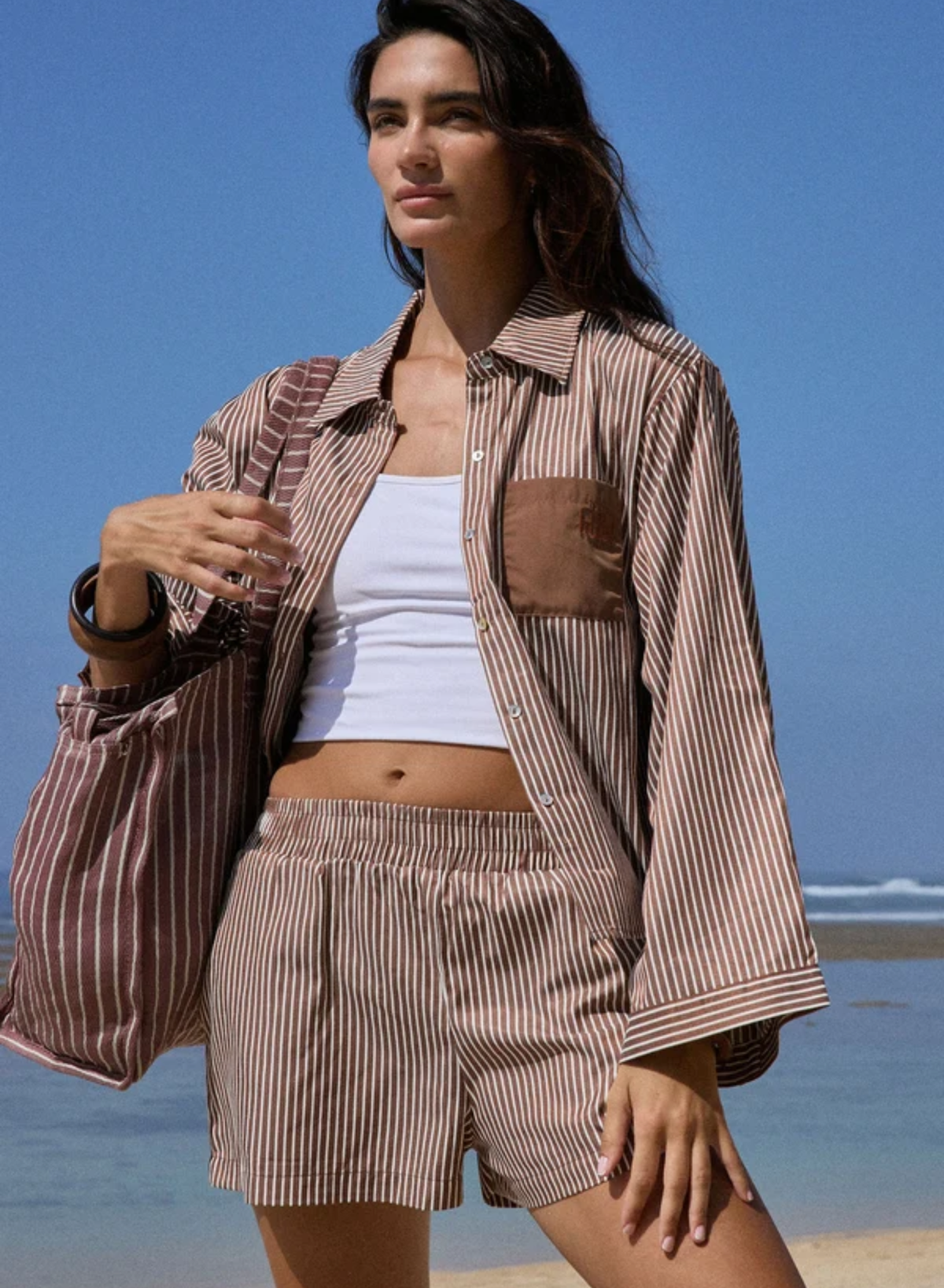 AJ Stripe Short - Chocolate