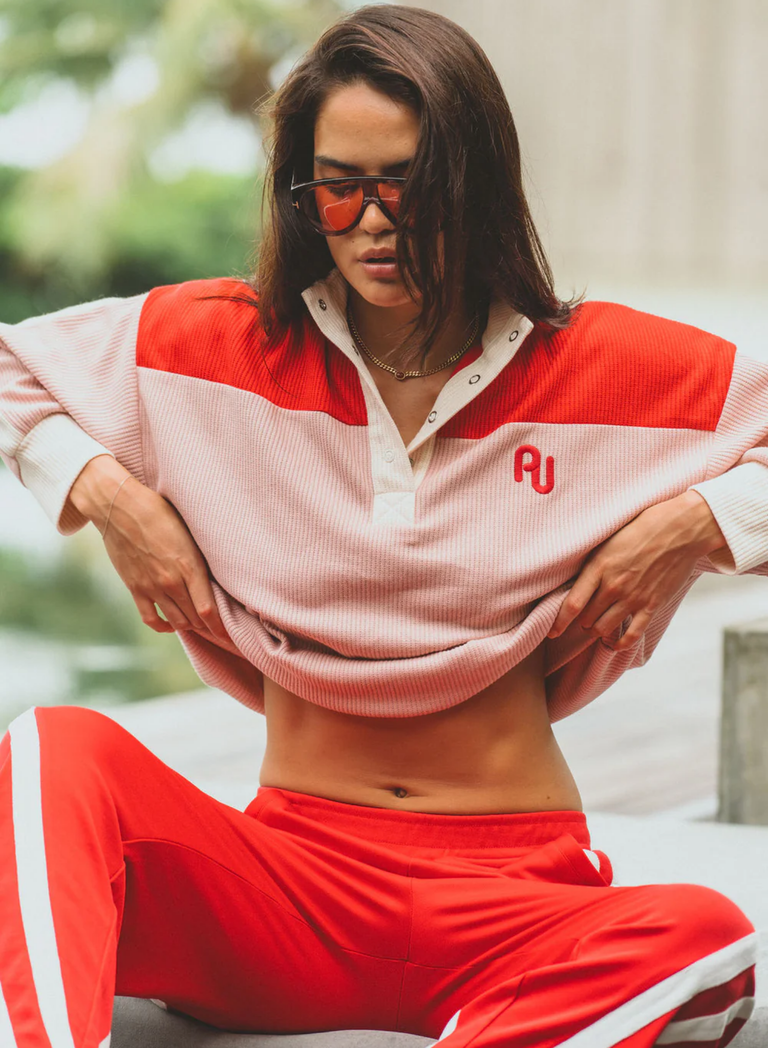 AJ Vintage Knit Sweatshirt in Soft Blush