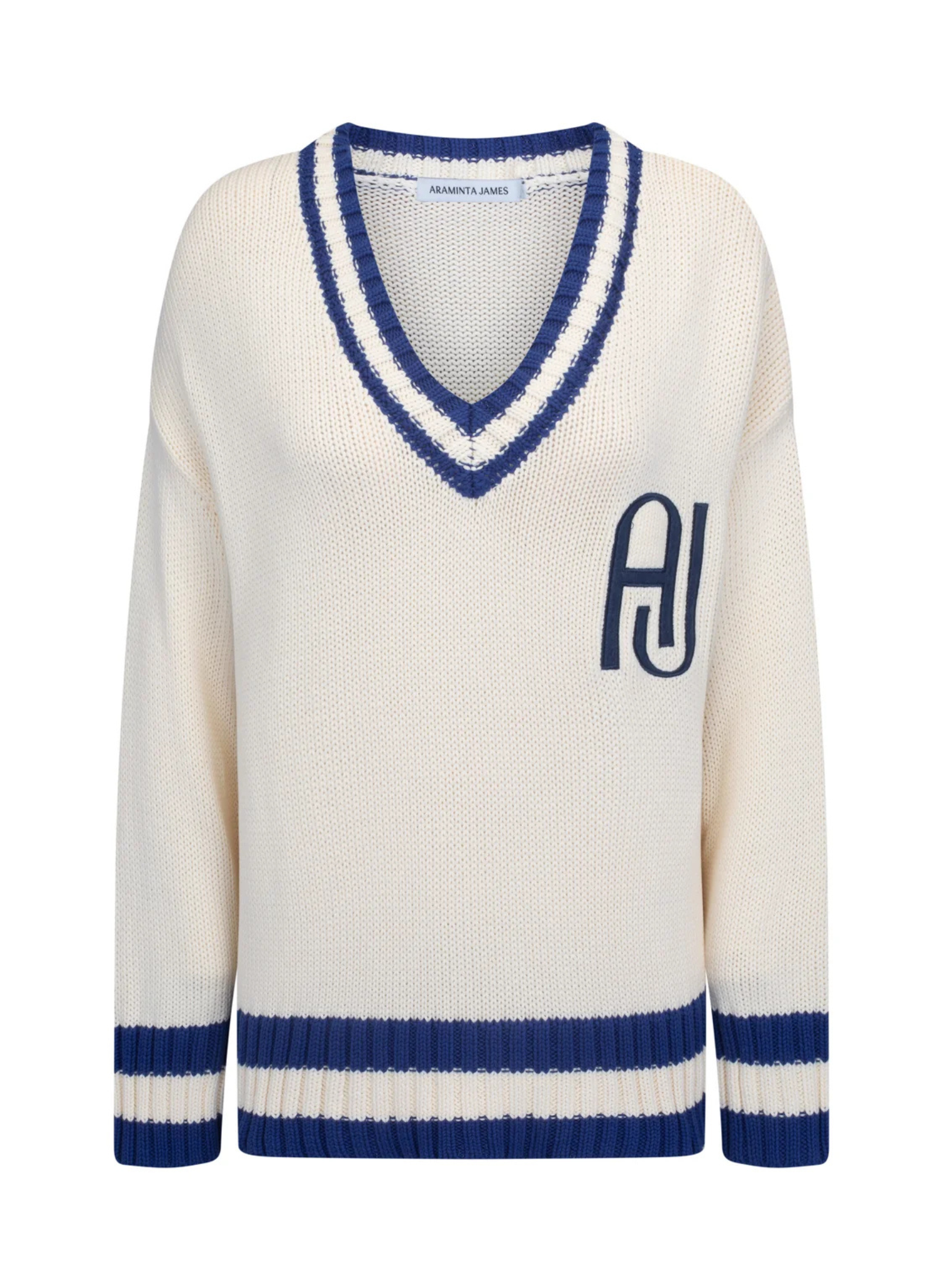 AJ V-Neck Knit Sweater Coconut