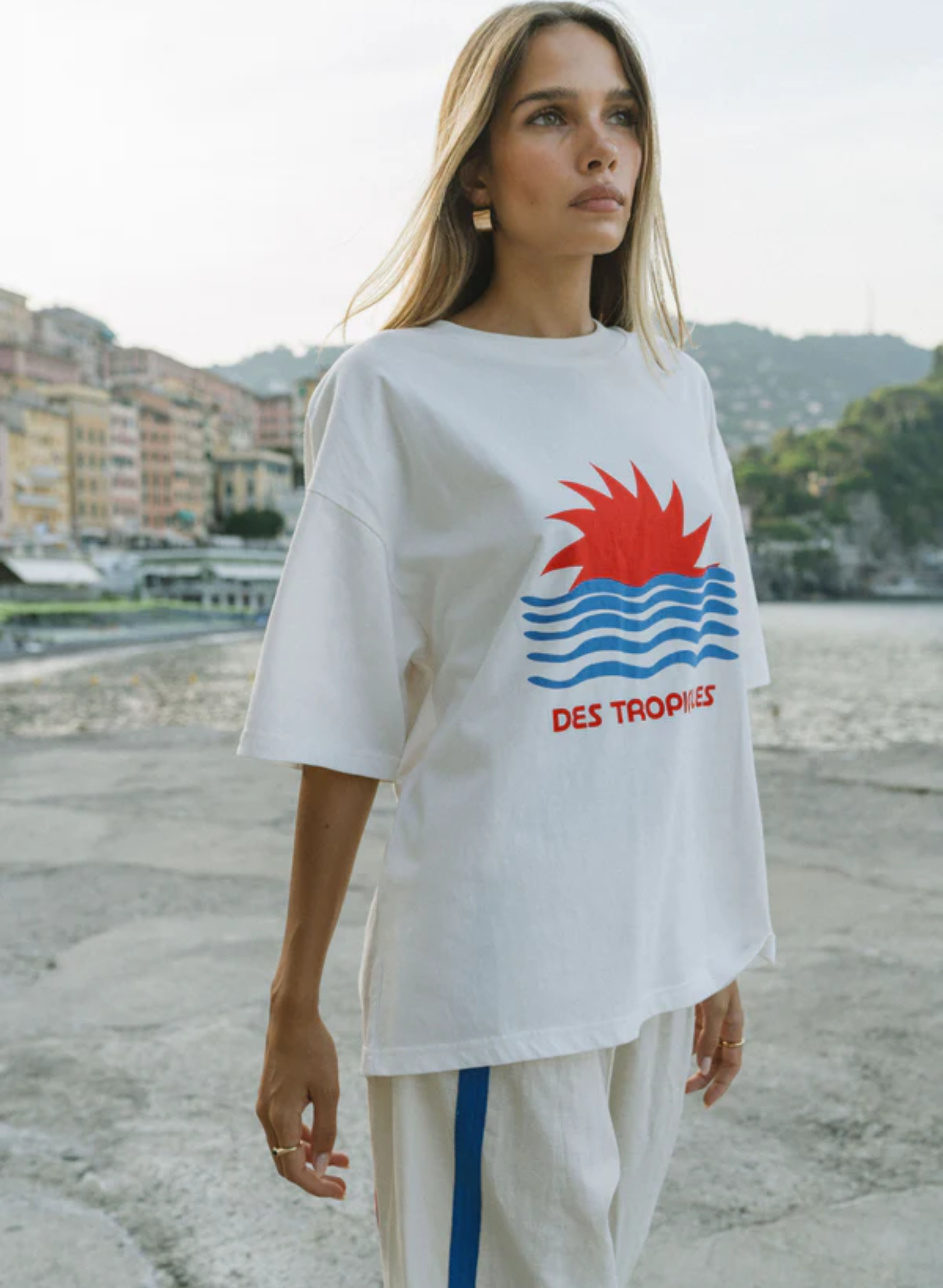 Tropiques Oversized Tee in Warm White