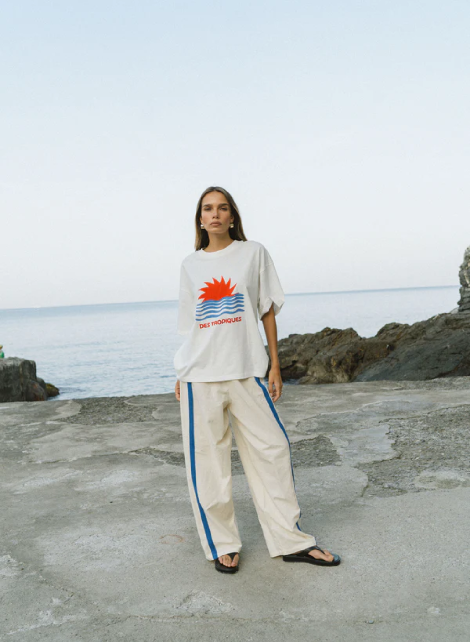 Tropiques Oversized Tee in Warm White